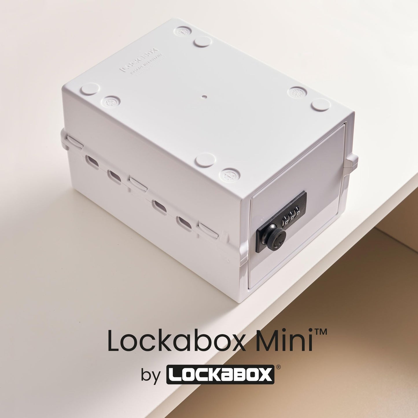Lockabox Mini™ | Small Lock Box | 3 Litre Combination Lock Box For Food, Medicine & Home Safety | External Size 8.8 x 6.1 x 4.7 inches | BPA Safe (Opal White)