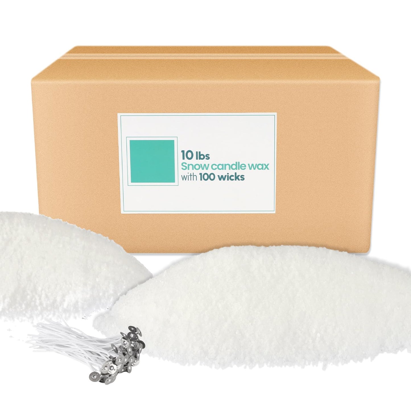 10 lb Natural Pearl Wax Sand DIY Set with 100 Wicks, Reusable, Continuous Burning, Unscented Candle Powder, Designed for Handmade Candles, Wedding Celebrations and Party Decorations.