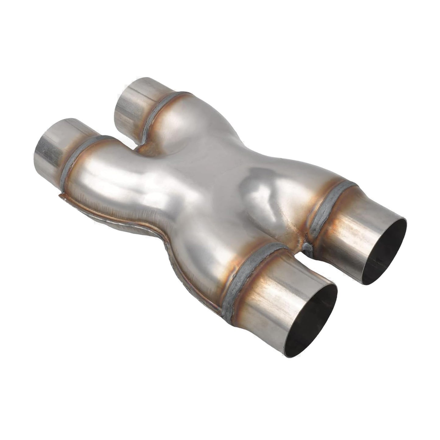 Exhaust X Pipe, T409 Stainless Steel X Pipe 2.5'' Dual to 2.5'' Dual Exhaust Adapter Connector, 2 1/2 Inch Universal Crossover X Pipe, 12" Overall Length, Weld-On