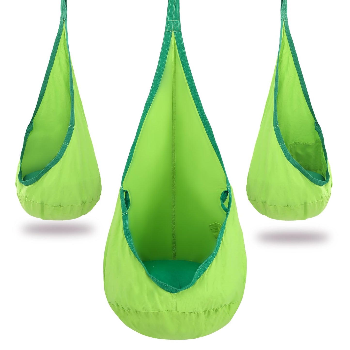 YAERSI Kids Pod Swing Seat 100% Cotton Child Hammock Chair with PVC Inflatable Cushion for Indoor and Outdoor Use Portable