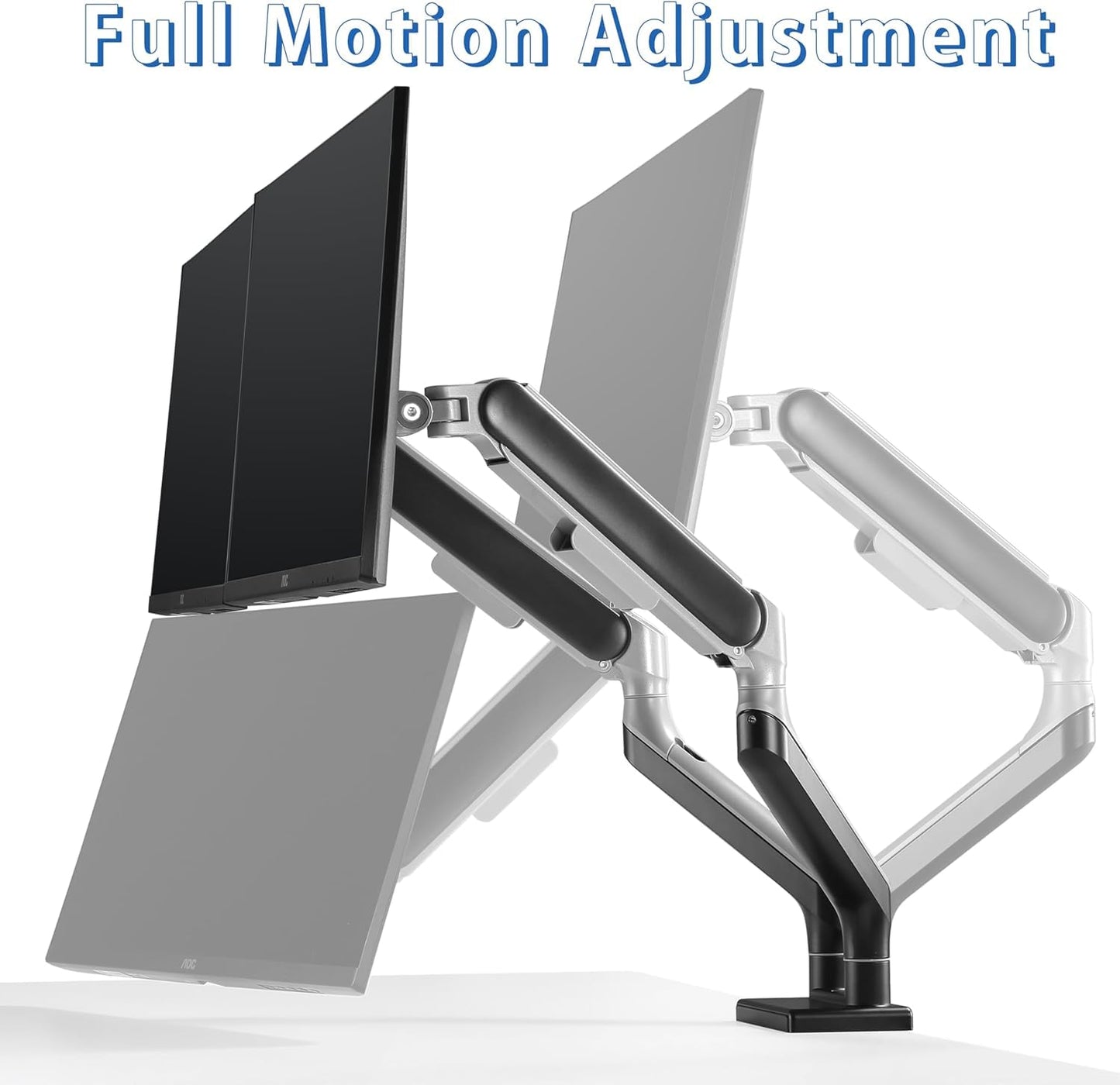 ETHU Heavy Duty Monitor Arm, Gas Spring Monitor Stand for 17-45 Inch Screens up to 37.4 lbs, Adjustable Monitor Mount with C-Clamp & Grommet Base, Ergonomic Computer Monitor Mount (Dual Black)