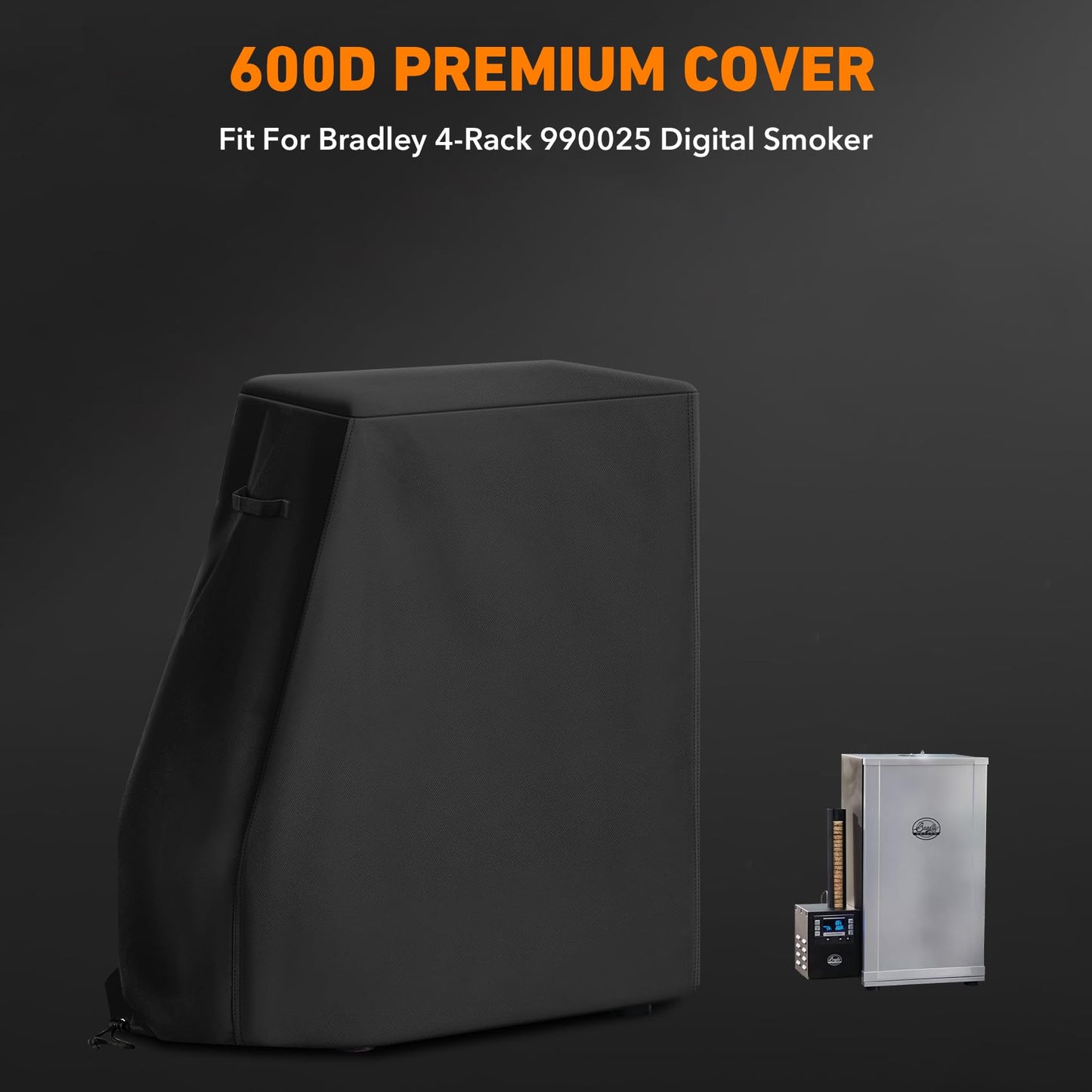 Heavy Duty Grill Cover Fits for Bradley Smoker 990025 Waterproof Electric Smoker for 4-Rack Digital Smoker, Water Resistant, Weather Resistant, 600D Polyester Cover