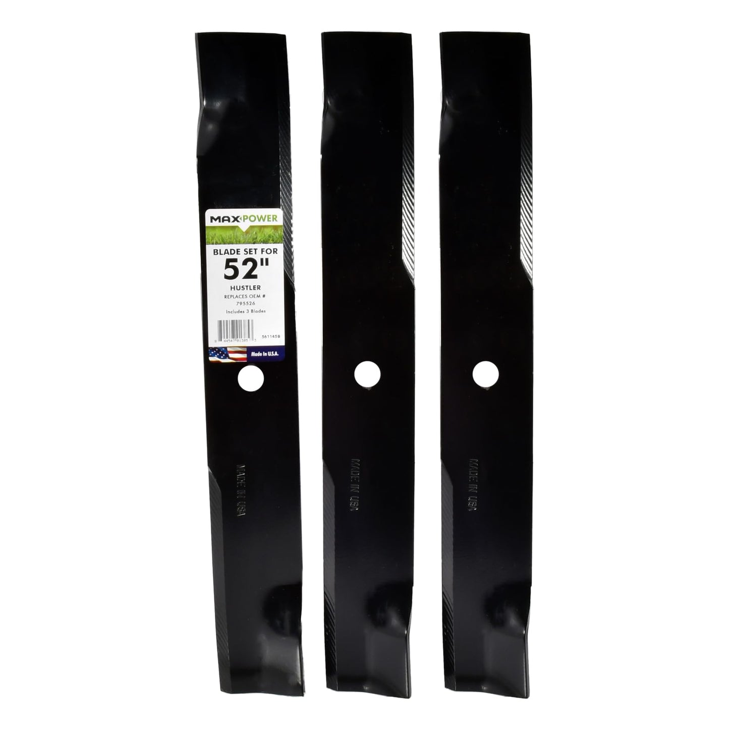 MaxPower 561145 3-Blade Set for 52" Cut Replaces Hustler 795526, 603995, 783753 and Dixie Chopper 30227-52X