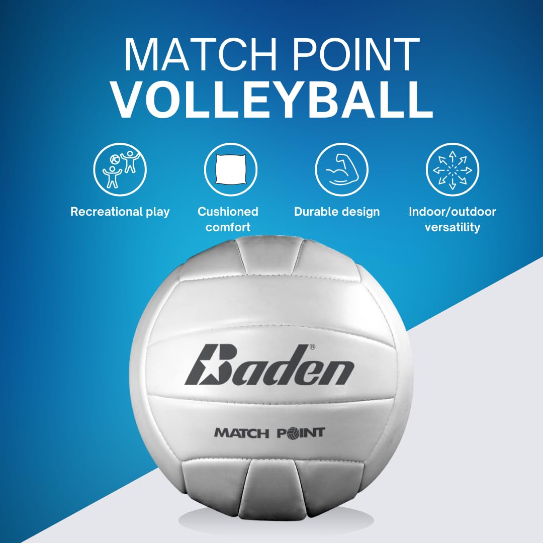 Baden MatchPoint Official Size 5 Cushioned Volleyball | Premium Comfort and Durability for Competitive Play | White