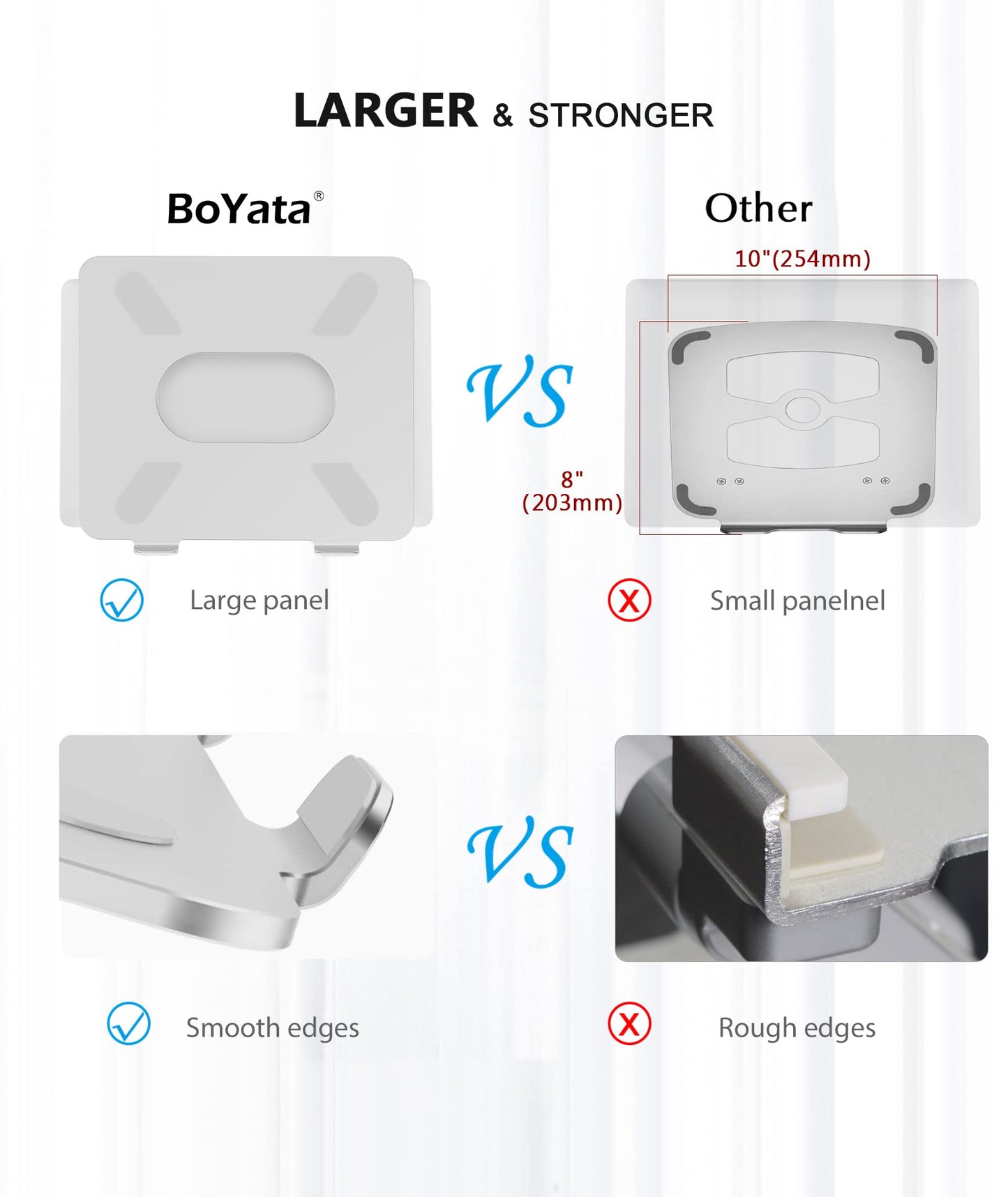 Laptop Stand, BoYata Laptop Holder, Multi-Angle Stand with Heat-Vent to Elevate Laptop, Adjustable Notebook Stand for Laptop up to 17", Compatible for MacBook Pro/Air, Surface Laptop and so on-Silver