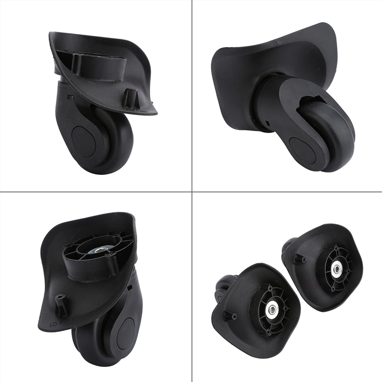 Luggage Wheels Replacement, 2 Pcs Luggage Mute Wheel, Black Plastic Suitcase Luggage Swivel Caster Wheels Replacement Rotatable 360 Degree