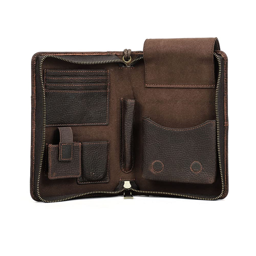 Contacts Cigar Humidor Leather Business Cigars Box Travel 5 Finger Cigars Clutch Organizer with Cigar Cutter Slot Lighter Slot