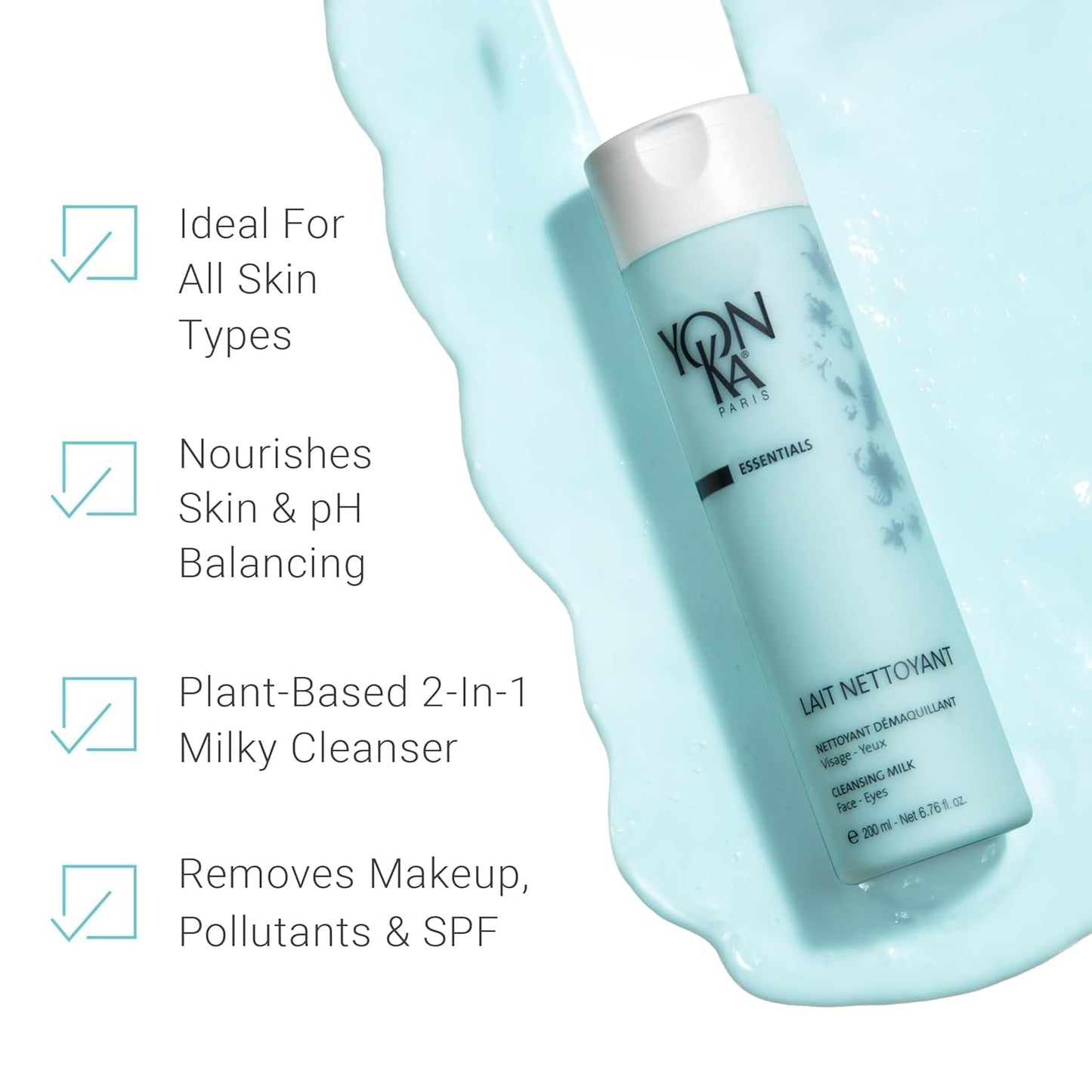Yon-Ka Lait Nettoyant | Facial Cleanser | Gentle Plant-Based Makeup Remover to Cleanse and Moisturize | Suitable for All Skin Types