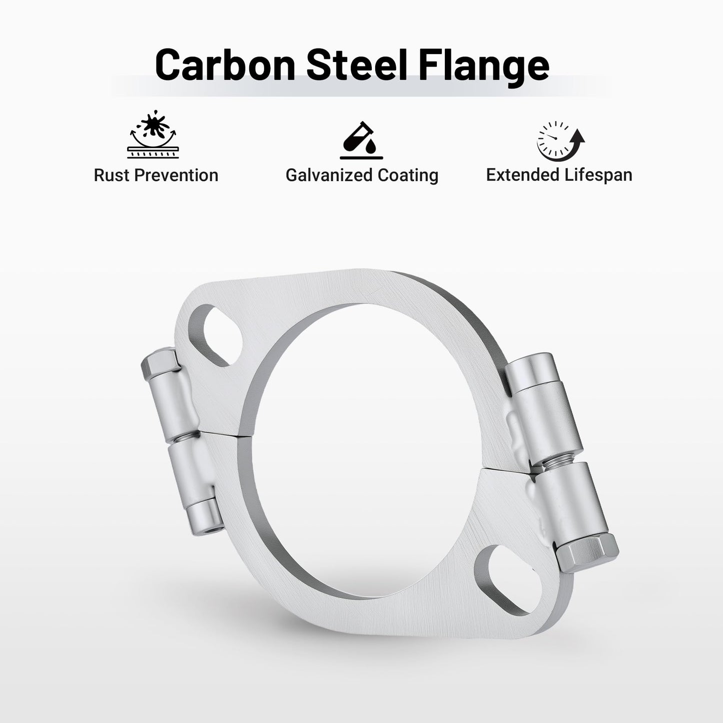 EVIL ENERGY 2.5 Inch Split Flange Repair Kit, Exhaust Flat Oval Flange Connection, Carbon Steel Exhaust Flange Replacement, 2 PCS