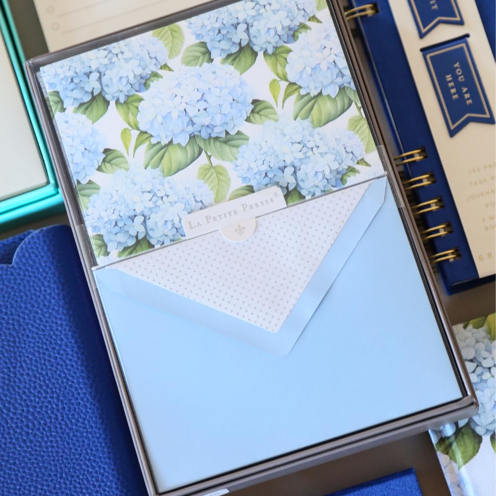 Magnolia Designer Cards by Graphique Luxe Collection, Silver Foil Embossed Stationery Boxed Set, 10 Blank Cards with 11 Envelopes, All Occasion Greetings, 5.25" x 3.8"