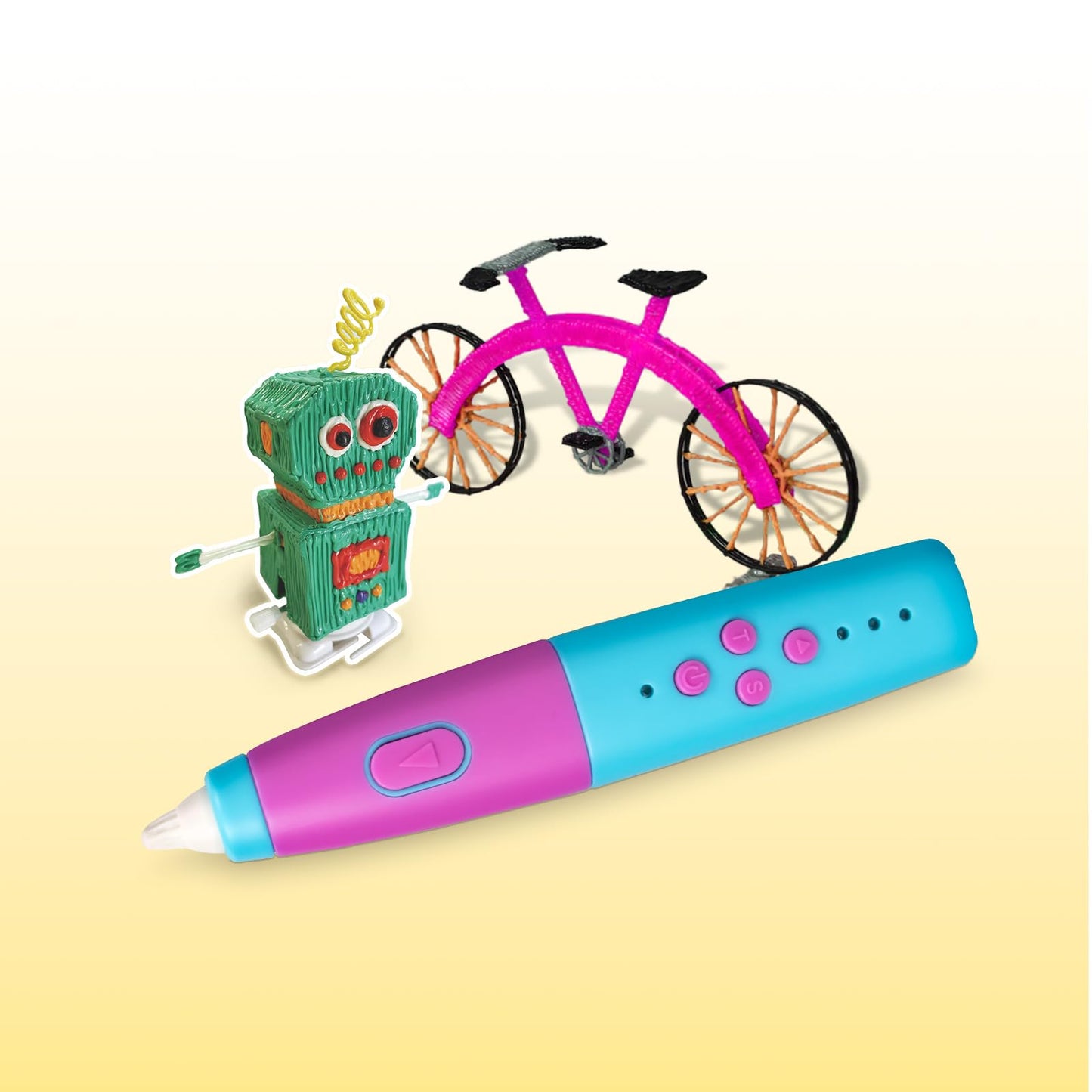 Kretrum 3D Pen for Kids Low Temperature 3D Printing Pen Kit with Robot Stencils Robot Base Finger Protectors 1.75mm PCL Filament etc. 3D Pen Best Birthday Gift for Children Crayon 3D Stylo 3D (Blue)