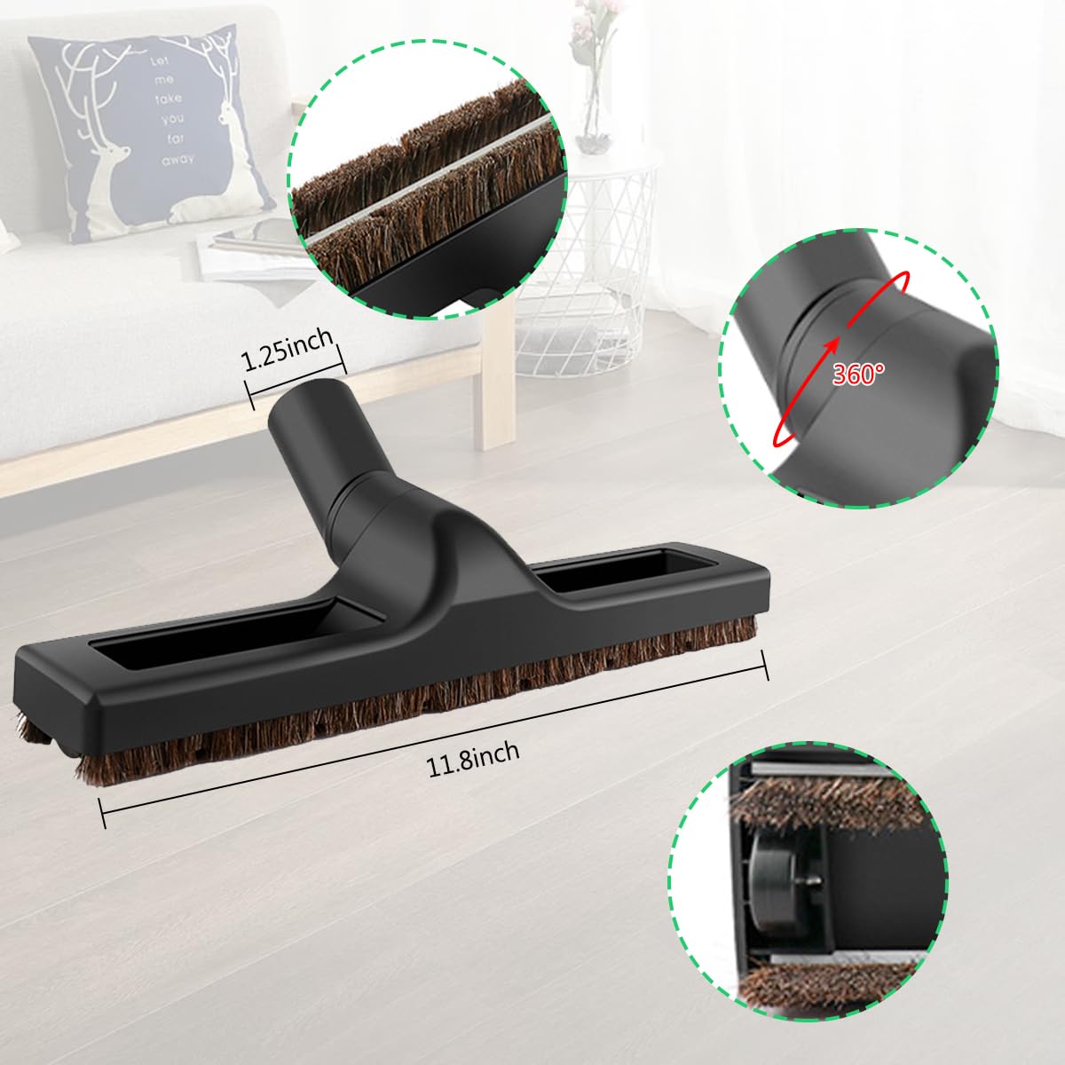 ECOMAID 10 Pack Vacuum Attachments for Shop Vac Accessories, Including Hardwood Floor Brush, Crevice Tool, Extension Wands & Adapters for 1" to 2" Vacuum Hoses