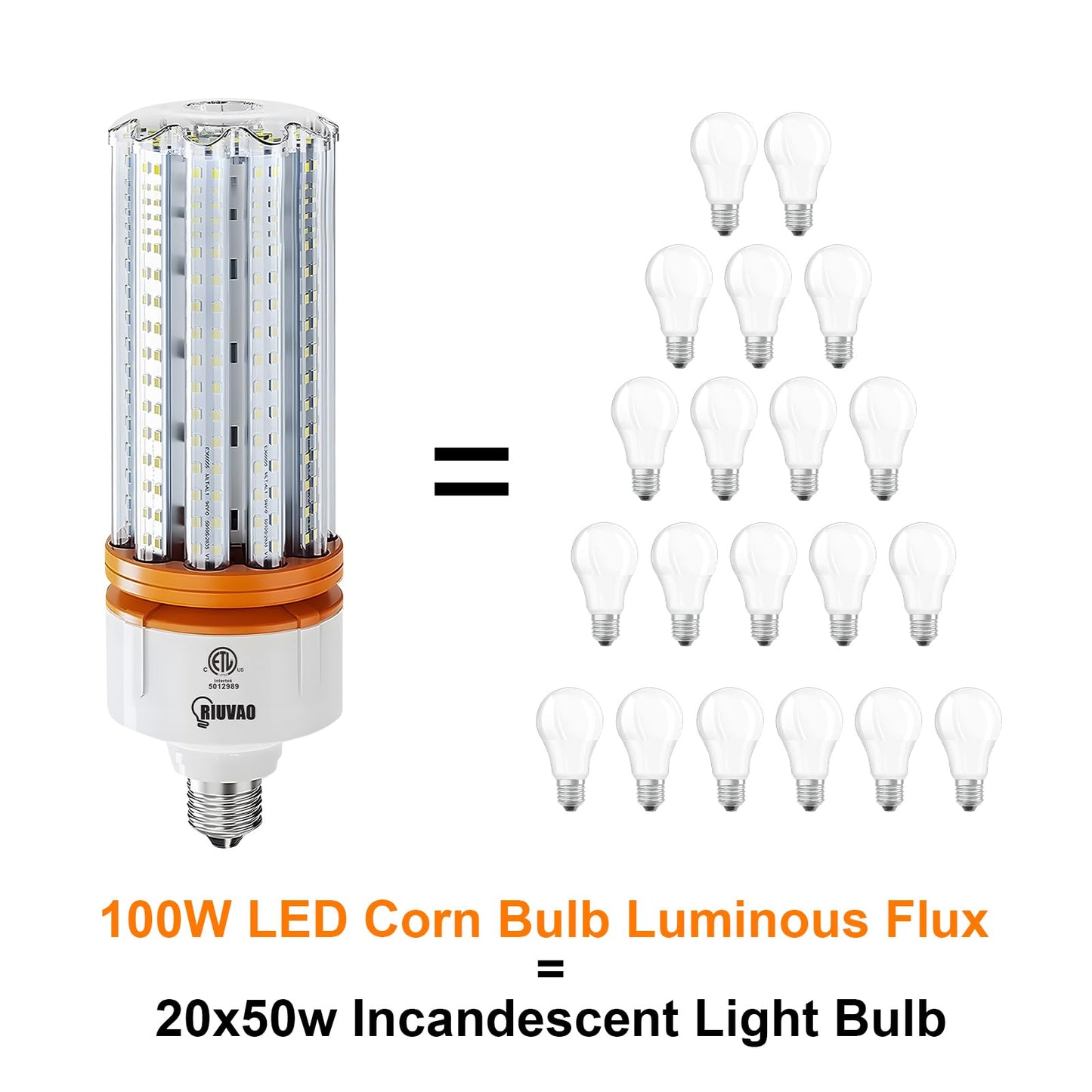 1000W Equivalent LED Corn Bulb, 15000 Lumen Led Corn Light Bulb, 2 Pack 5000K Daylight White E26 E39 LED Bulbs for Large Area Lighting Wide Application for Warehouse