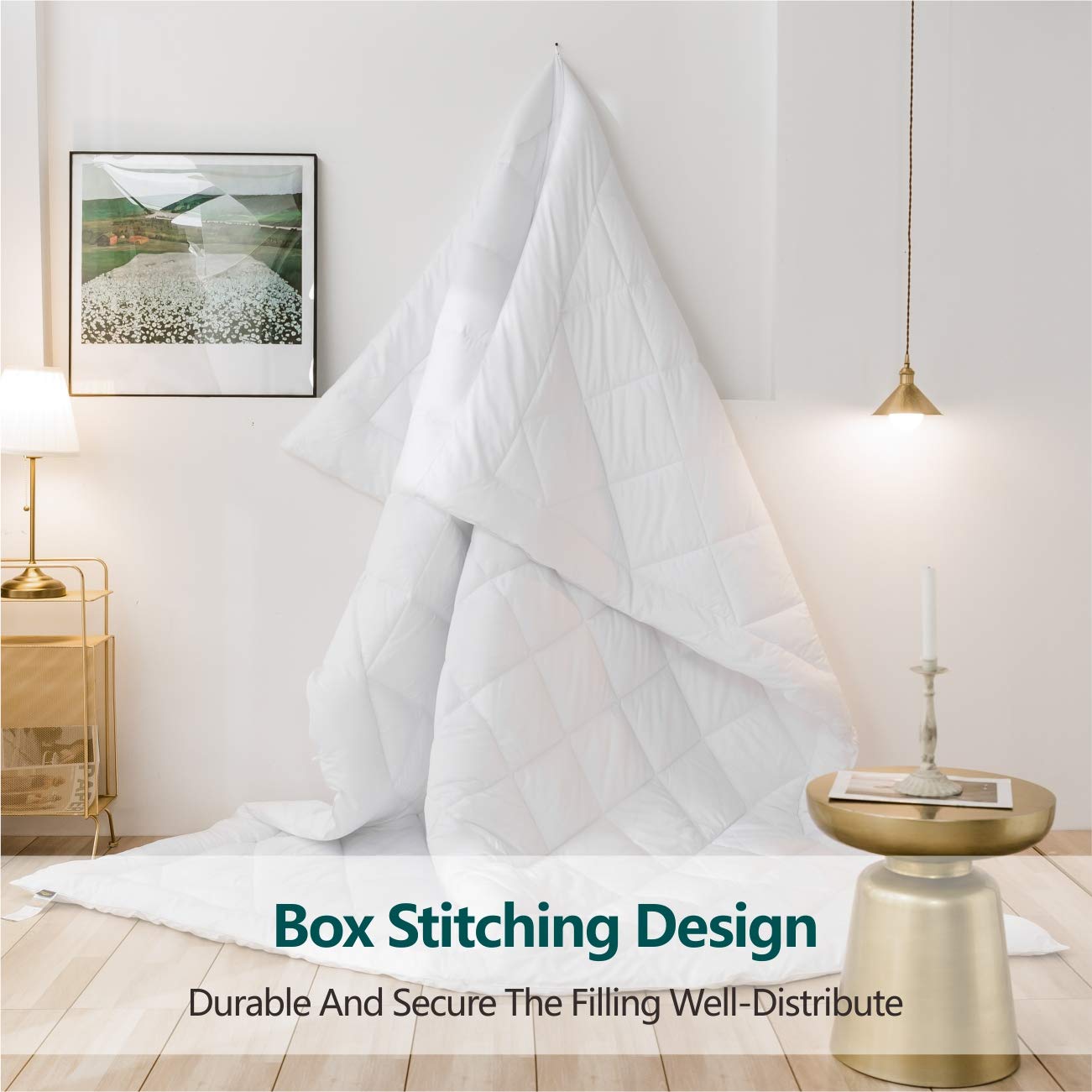 Cozynight Soft California King Comforter Duvet Insert-Lightweight Down Alternative Comforter with Corner Tabs-Fluffy Reversible Breathable Microfiber (White,102"x96")