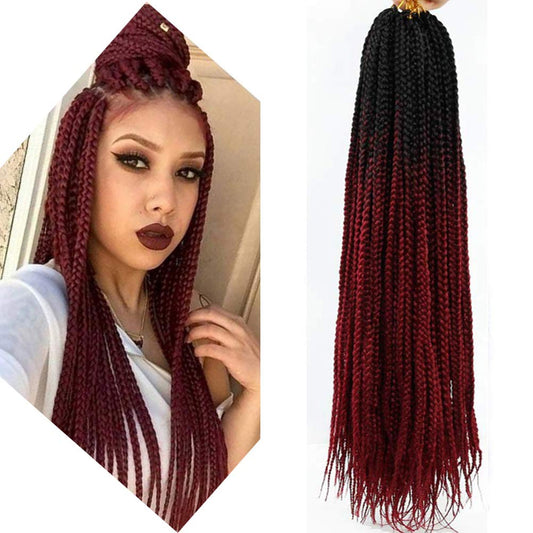 6 Packs Box Braids Crochet Hair Crochet Box Braids Pre-looped Synthetic Hair Crotchet Box Braids Hair 22 Inch (ombre wine red, 22inch)