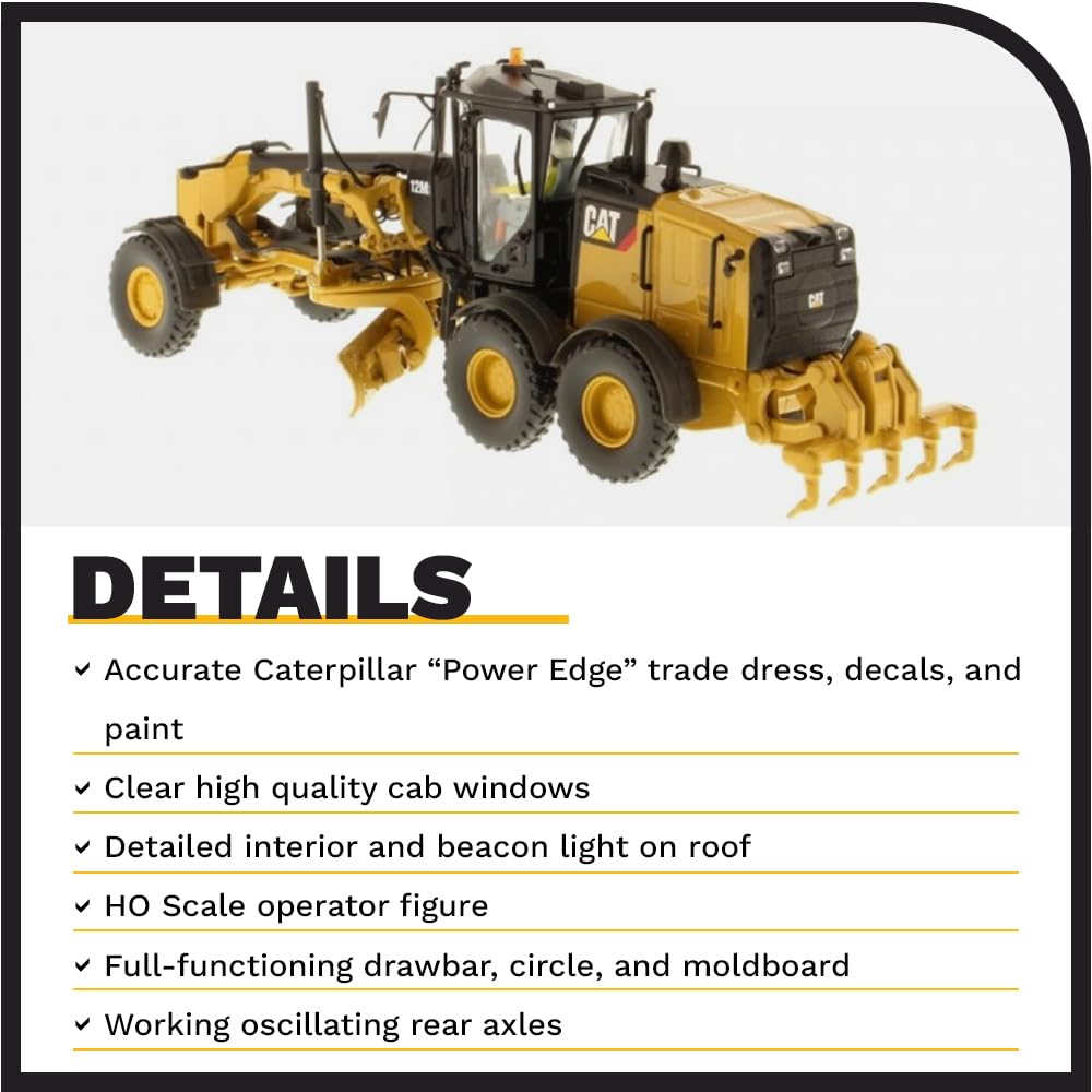 Caterpillar 85520 Diecast Model Motor Grader, 1:87 Yellow