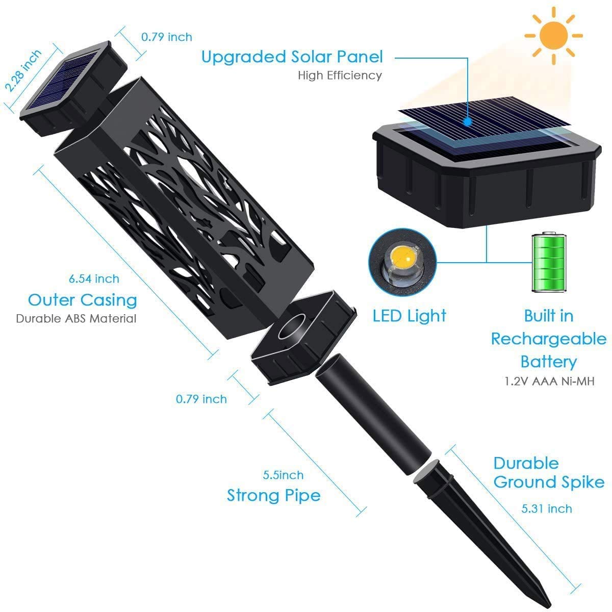 LETMY Solar Lights Outdoor, IP65 Waterproof Solar Pathway Lights Outdoor, Auto On/Off Solar Garden Lights Landscape Lighting for Driveway Patio Yard Lawn Walkway Garden Decor, 6 Pack
