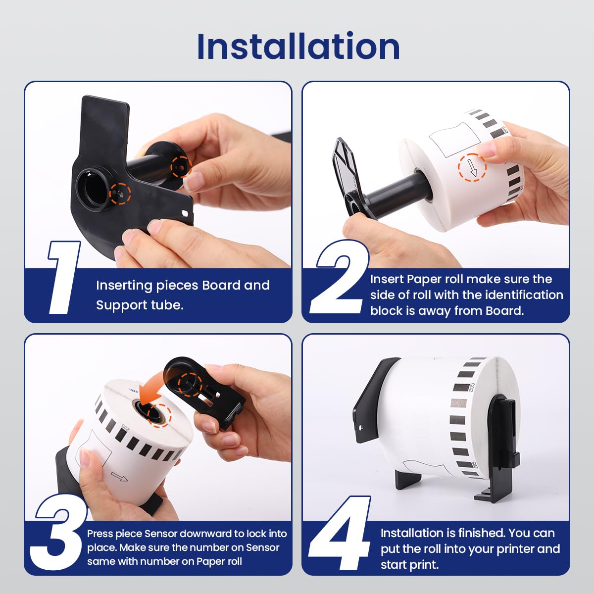 10 Rolls DK-2205 62mm x 30.48m (2-3/7" x 100') Continuous Length White Paper Label Tape Roll Compatible with Brother QL-600 800 810w Thermal Printers, 1 Frame