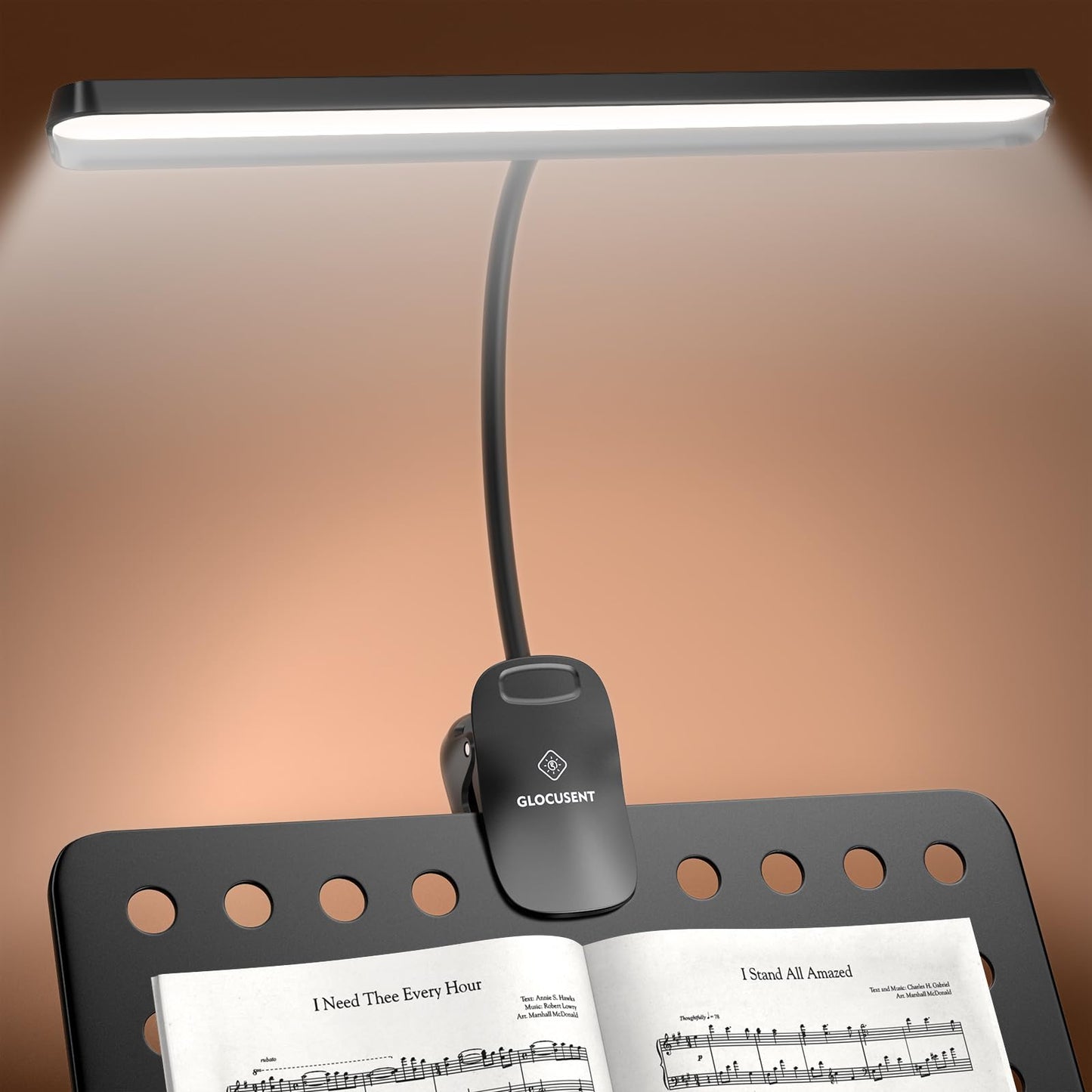 Glocusent 81 LED Music Stand Light, Super Bright & Eye Caring, 3 Color & 5 Brightness Piano Lamp with Shield, Rechargeable Long Lasting to 150-Hr, Perfect Lighting