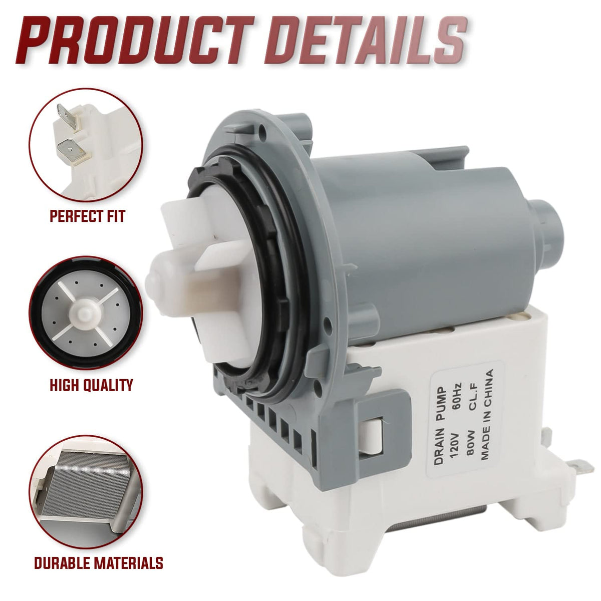 Upgraded DC31-00178A PX3516-01 Washer Drain Pump Motor Compatible with Samsung by Seentech - Repalces: 3989917 AP5916591 PS9605762 EAP9605762 PX3516-01 DC96-01585L DC31 00178D