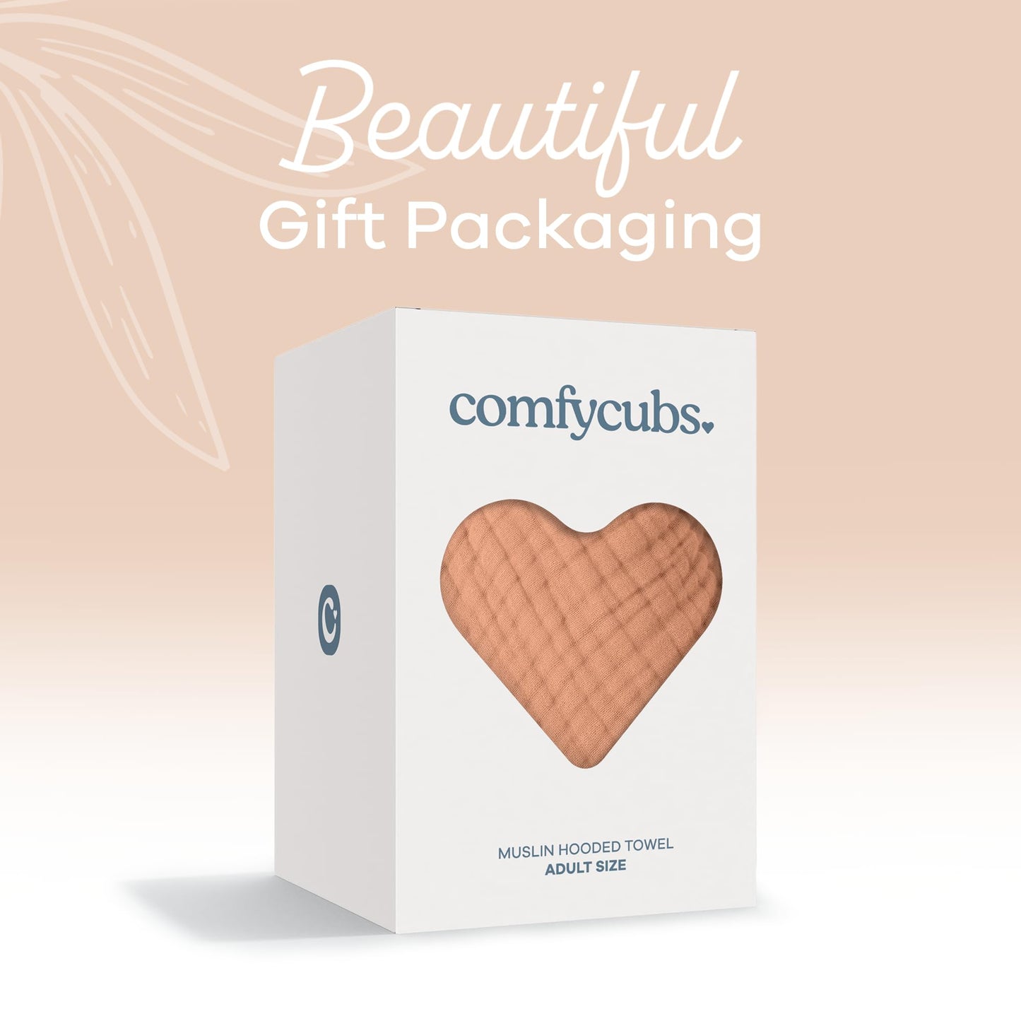 Comfy Cubs Adult Blanket - Hooded Towel, Muslin Cotton - Large, Absorbent Bath Towels - for Beach & Bath - Stylish Blanket with Hood, Perfectly Oversized Hooded Towel for Grown Ups, Caramel