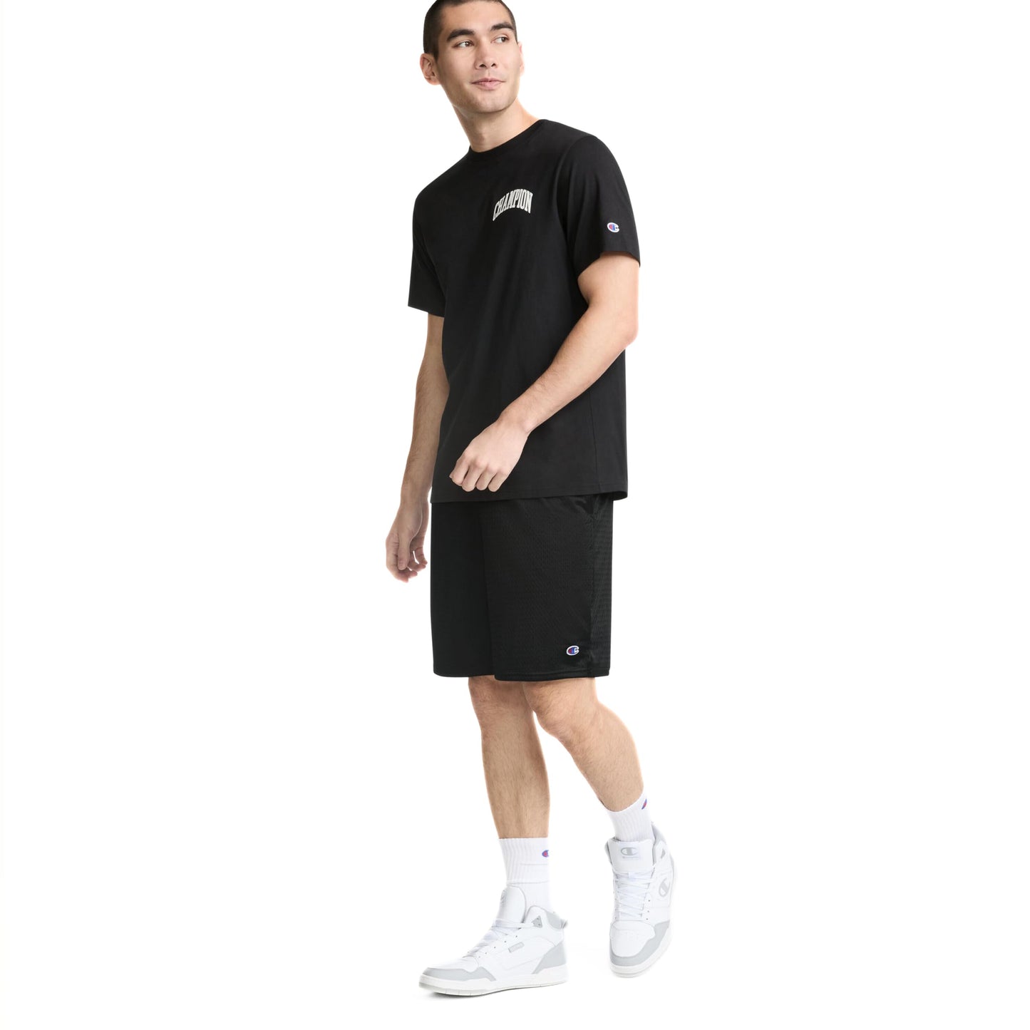 Champion Men's Long Mesh Short with Pockets, Black, Small