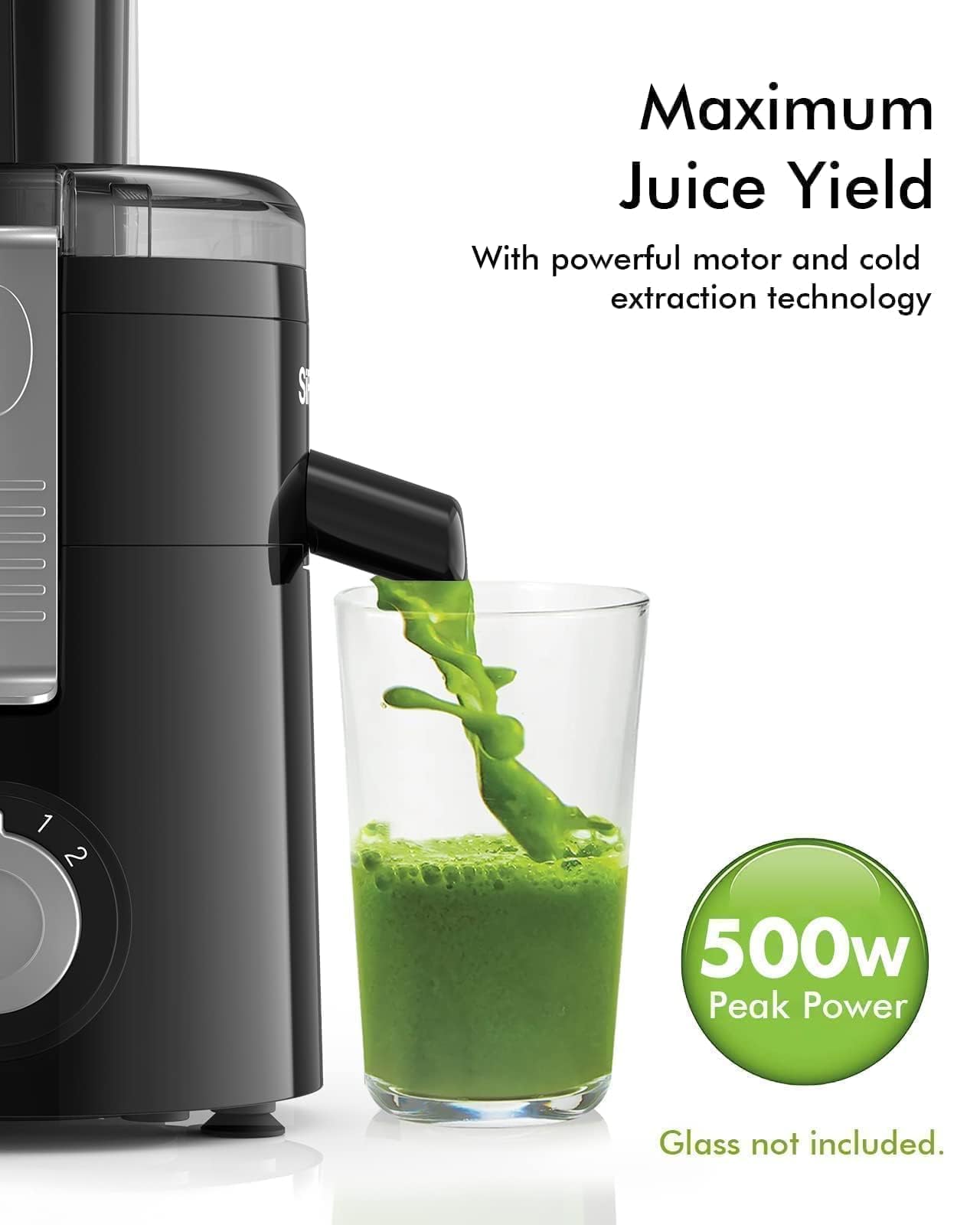 Juicer Machines, SiFENE Compact Centrifugal Juicer Extractor, Juice Maker for Vegetable and Fruit with 3-Speed Setting, Non-BPA, Easy to Clean, Black