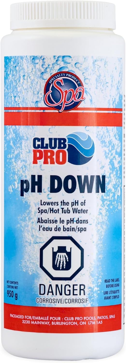 Club Pro | 2 Pack | (1) pH Up 750g | (1) pH Down 950g | for Hot Tub & Spa | Use with Sanitizer Such As Bromine & Chlorine | Water Treatment Chemicals | Hot Tub Accessories