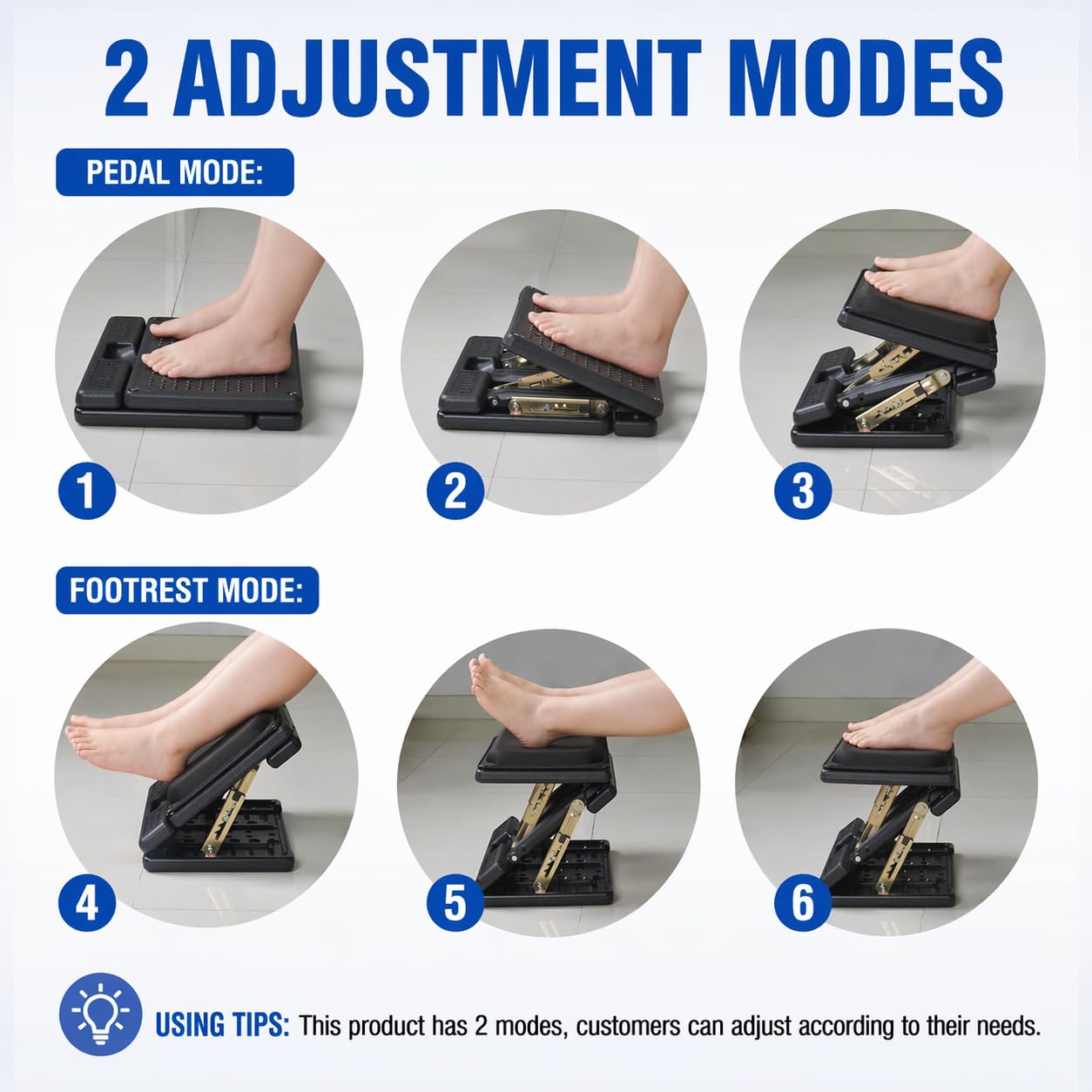 Leermart Adjustable Footrest Widen with Removable Foam Cushion for Office Under Desk Car Home Stool 4 Angle Height Adjust for Improved Posture Back & Hip Pain Relief（Black Plus）