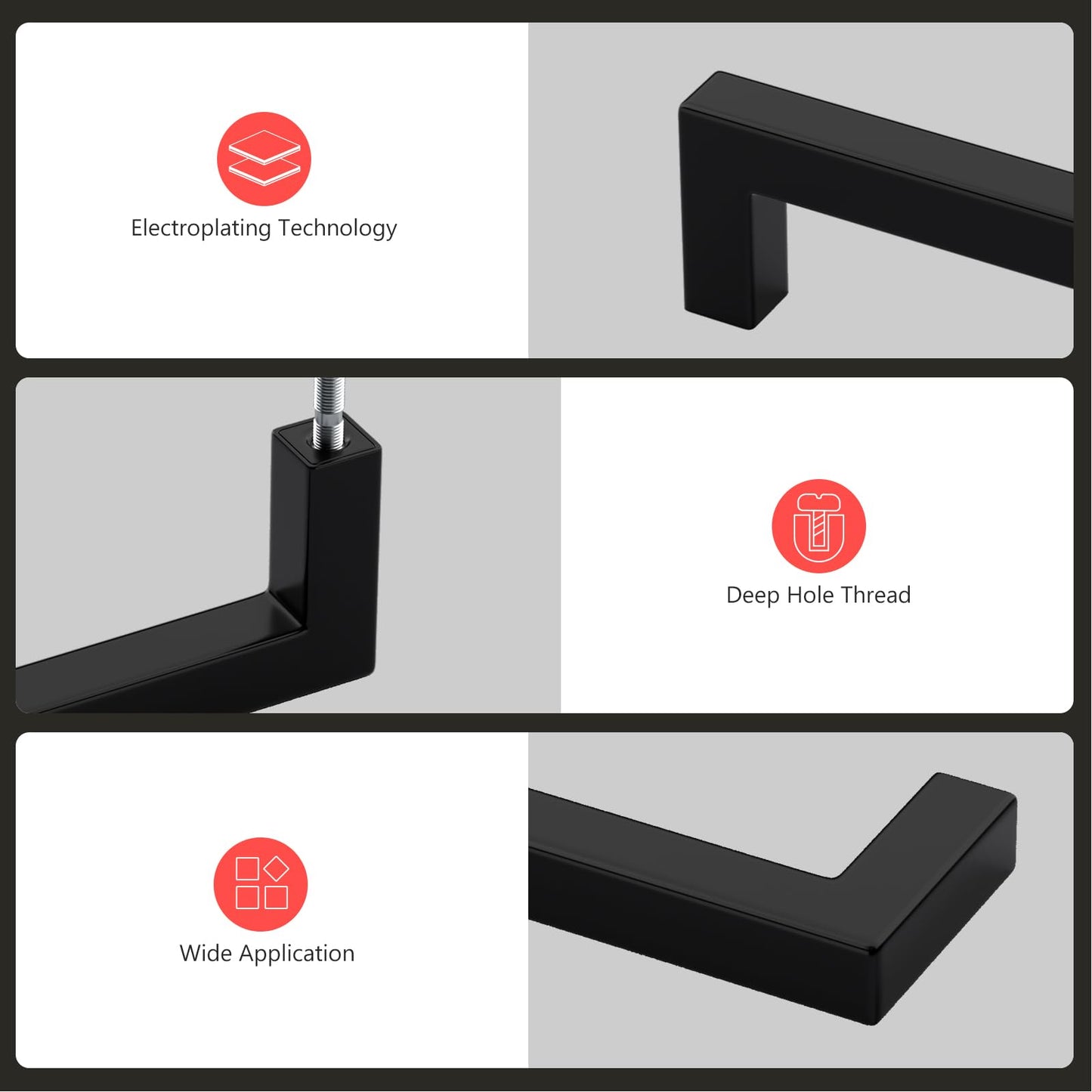 homdiy 20 Pack 5 Inch Black Cabinet Handles Square Drawer Pulls Dresser Handles Cupboard Door