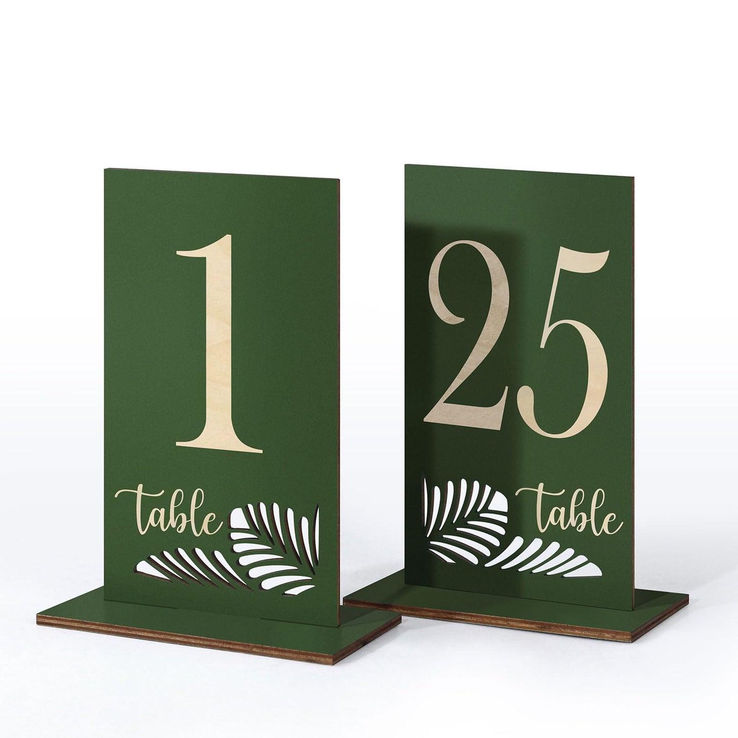 HZGUEOSTB Wooden Table Numbers 1-25,3.2x5.8 Inch Double Sided Rustic Olive Green Wedding Table Number Signs with Wooden Base,Wedding Centerpieces for Banquet Restaurant Party Decor(Olive Green, 1-25)