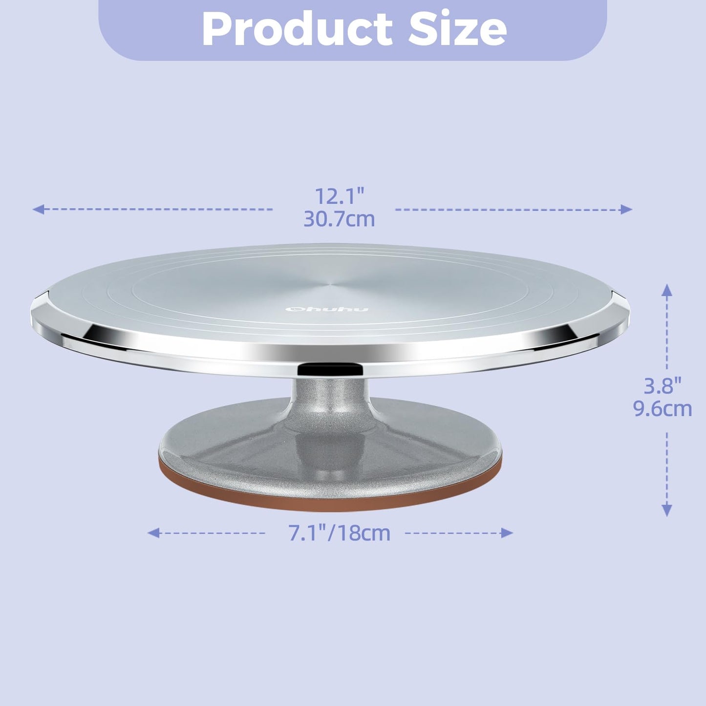 Cake Turntable, Ohuhu Premium Aluminium 12''Cake Stand with Anti-Slip Base - BPA-Free, Smooth Rotation for Cake Decorating, Valentine's Day Gift for Her, Baker, Mom