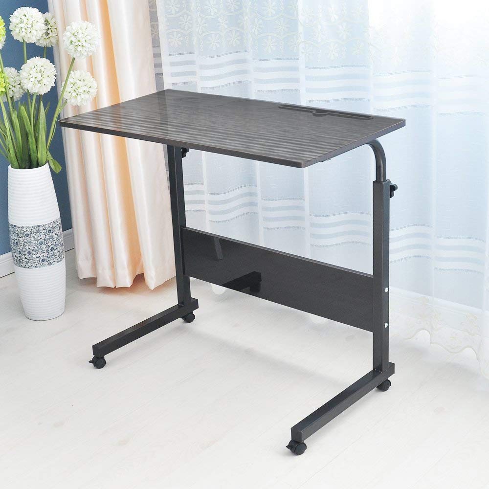 Duramex (TM) Adjustable Rolling Mobile Table 31.4" Portable Laptop Computer Stand Desk Cart Tray, Black