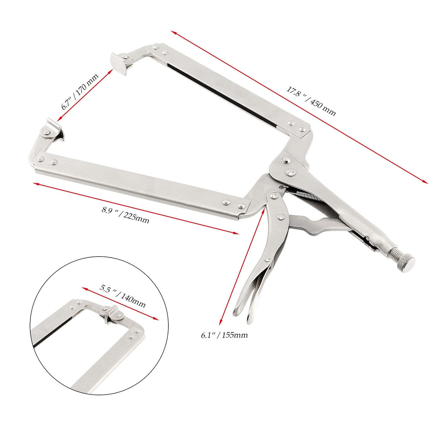 JOIKIT 3PCS 18 Inch C-Clamp Locking Pliers, Welding Pliers, C-Clamp with Swivel Pads, Vise Grip C-Clamp for Carpentry, Welding, Electrical Equipment