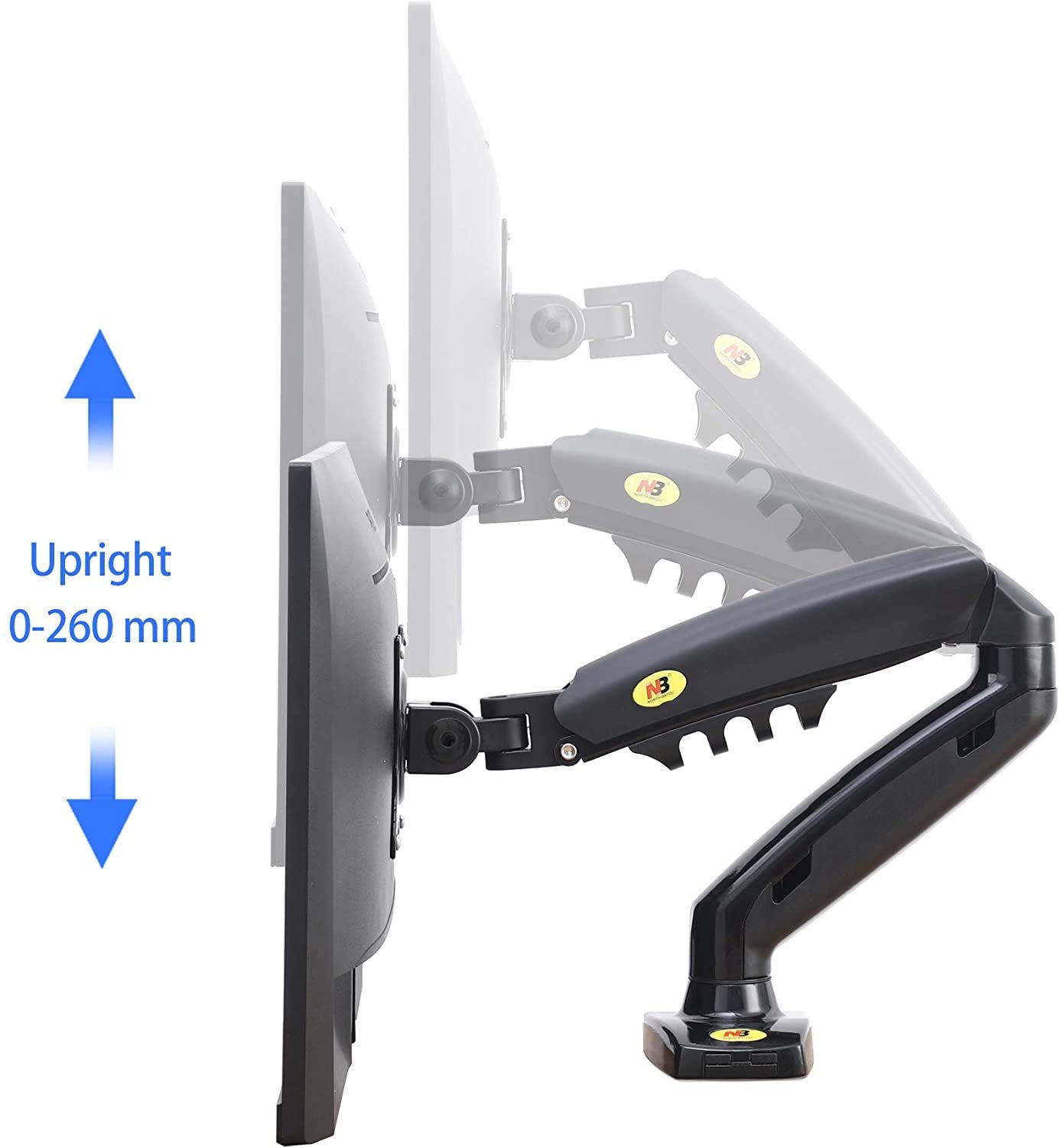 NB AV Mount Monitor Desk Mount Stand Full Motion Swivel Monitor Arm with Gas Spring for 17-30''Monitors(Within 4.4lbs to 19.8lbs) Computer Monitor Stand ZZ-F80-B