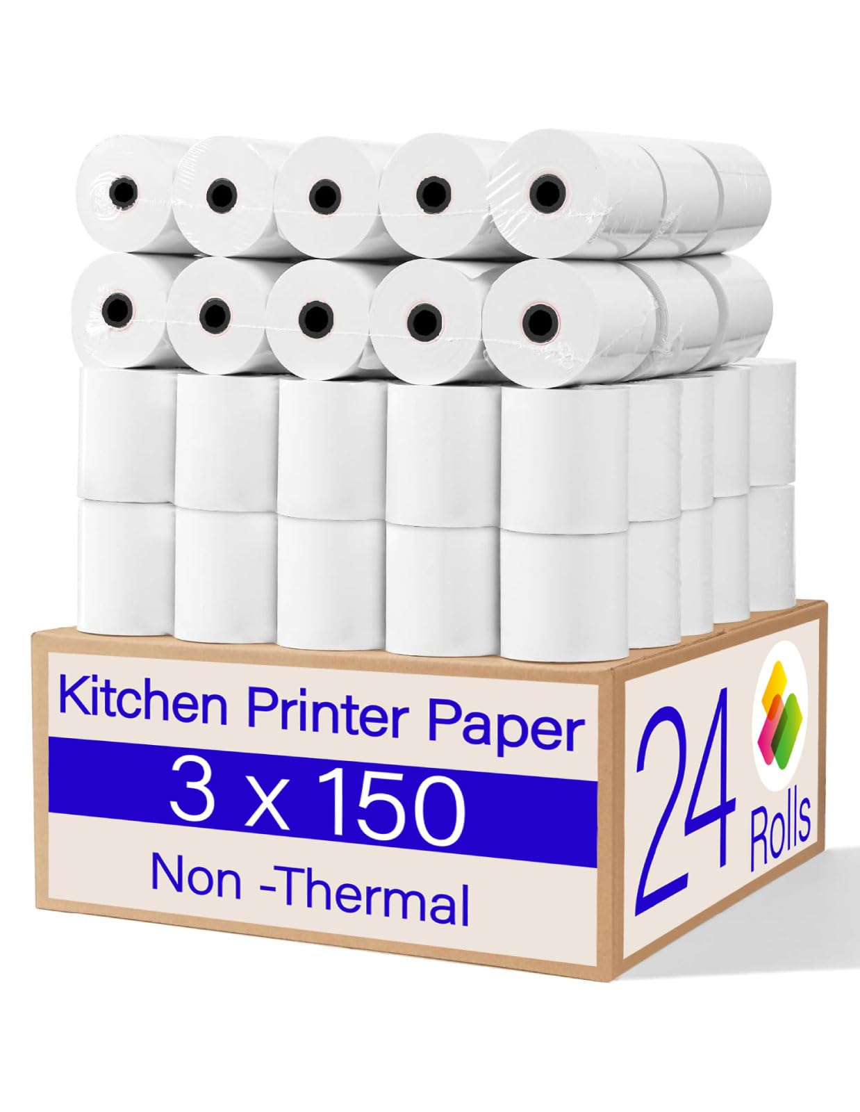 Star SP700 Kitchen Printer Paper (24 Rolls) 3" x 150' 1 Ply Bond (Non -Thermal) Receipt Paper POS Cash Register Paper for TMU200 SRP275 from 3000LABELS DIRECT