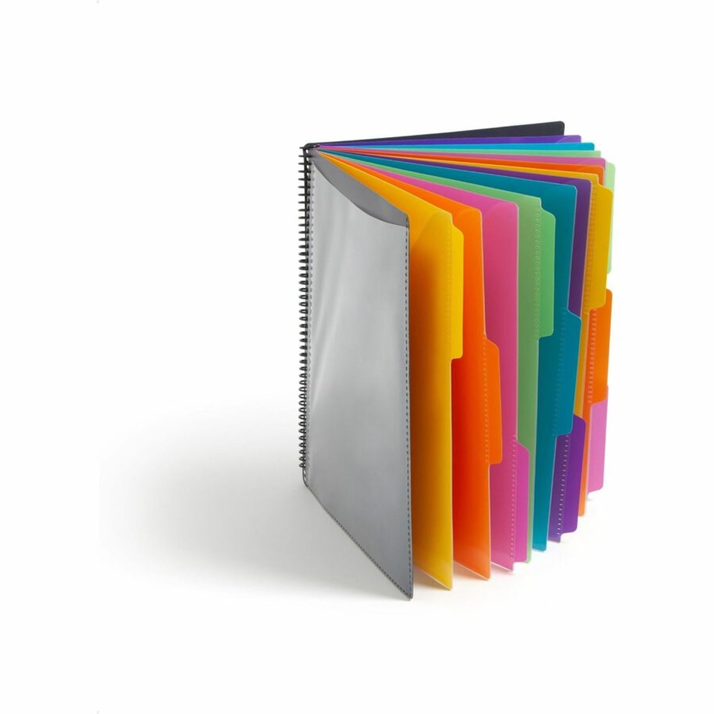 Smead 24 Pocket Poly Project Organizer, 1/3-Cut Tab, Letter Size, Gray with Bright Colors (89206)