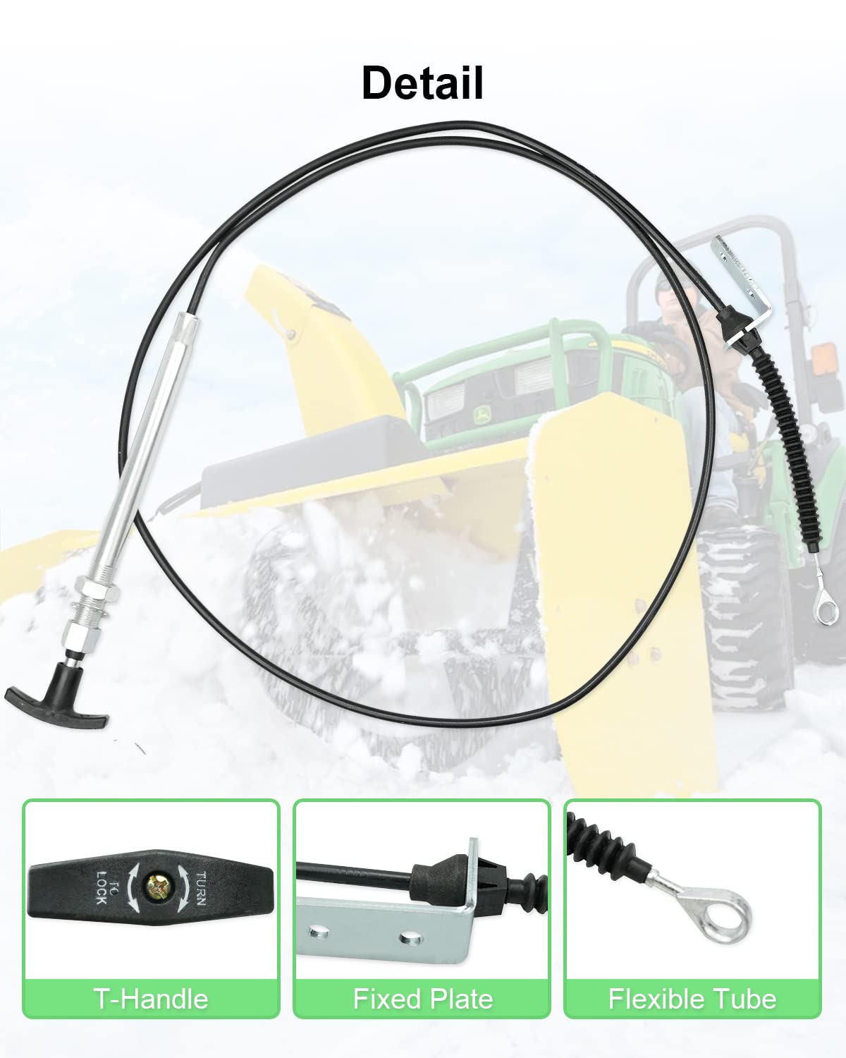 AM134404 Spout Control Input Cable Fit for John Deere, Chute Deflector Cable Fits for JD 44" Snow Blower on L 100 110 120 130 X 300 320 340 500 520 540 LA 100 110 120