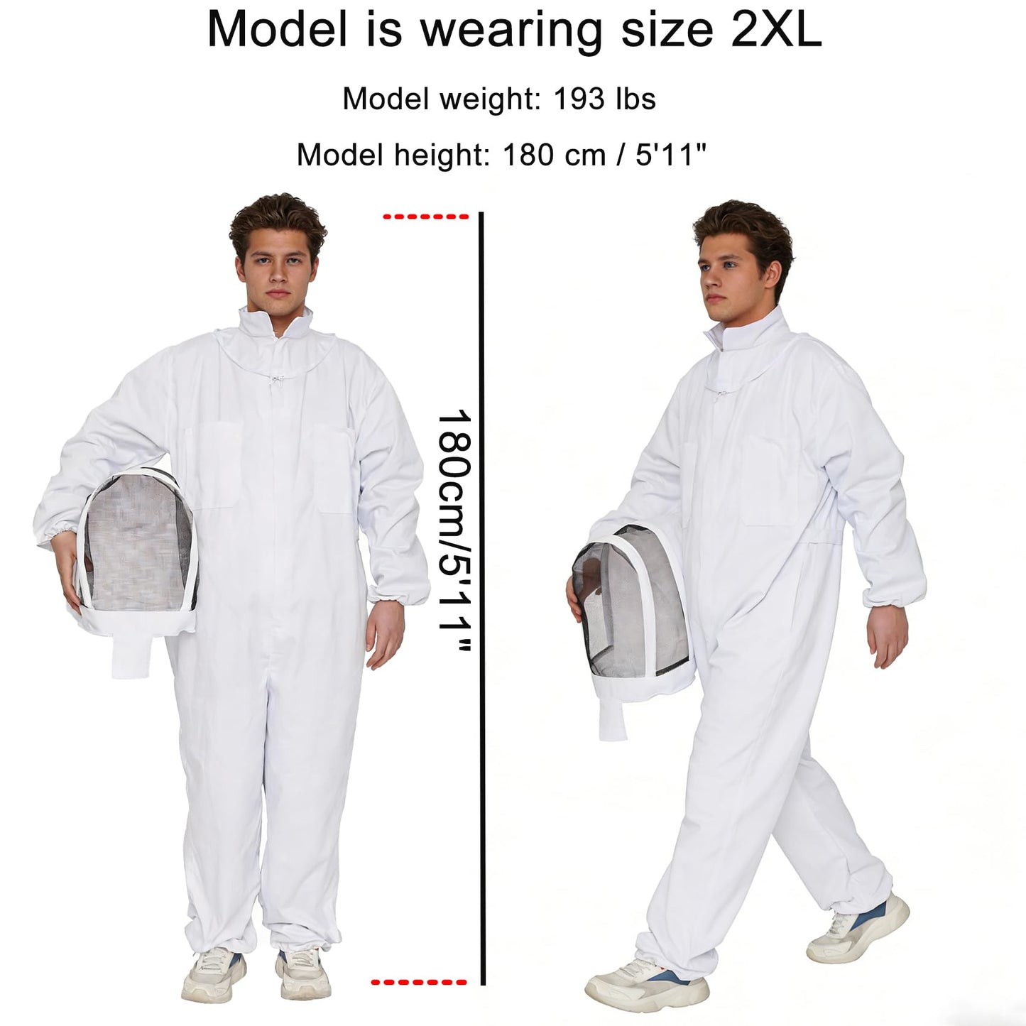 LONGADS Professional Bee Suit for Men Women, Beekeeping Suit Beekeeper Suit with Glove &Ventilated Hood, Multi-Size Bee Outfit for Backyard and Bee Keeper for Bee Keeper Catcher Christmas Costume