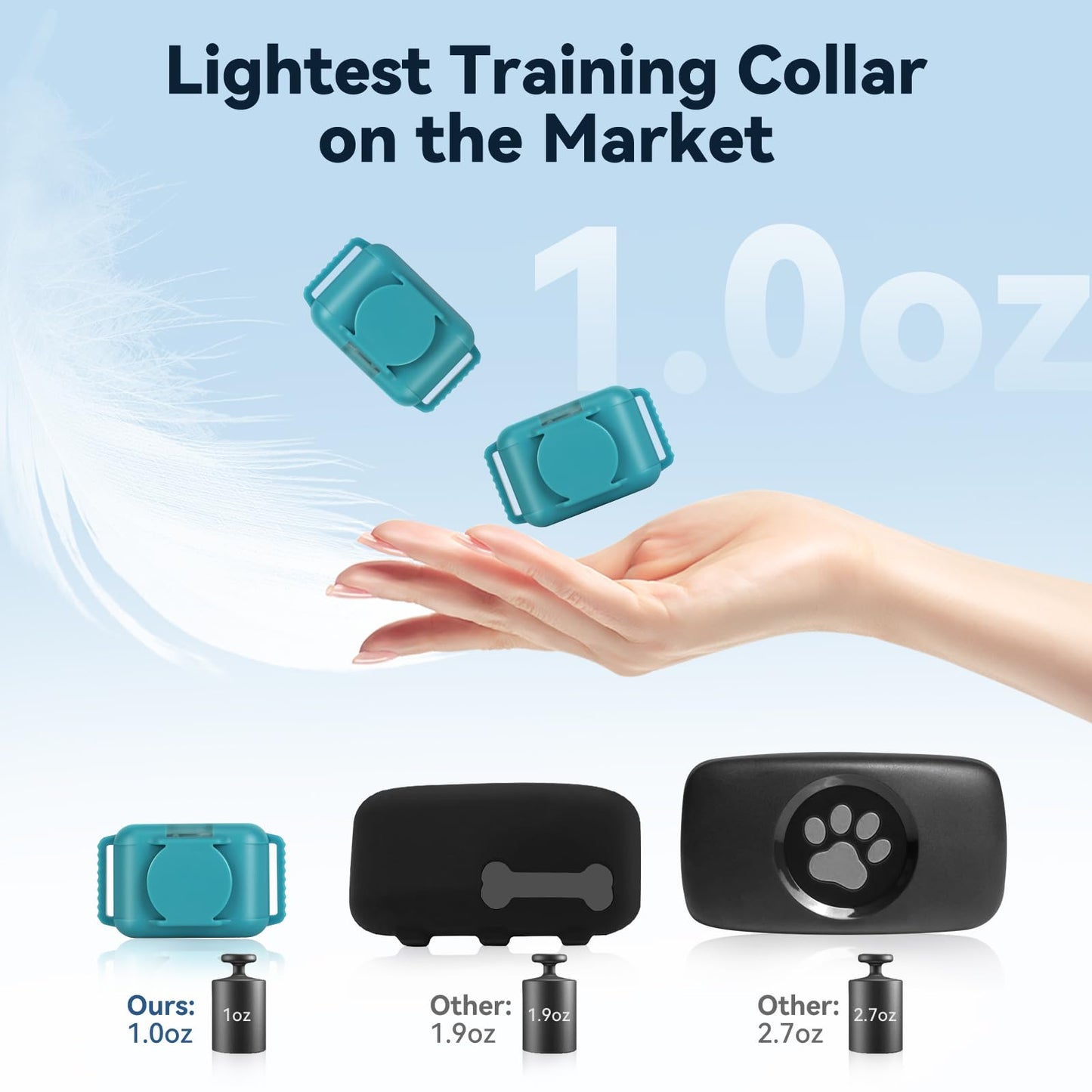 Bark Shock Collar Small Dog 5-15lbs & Medium Dogs，Lightest Dog Training Collar with Remote 2000ft，3 Training Modes Beep, Vibrate and Safe Shock,0-99 Precise Adjustment，Waterproof Rechargeable，Blue