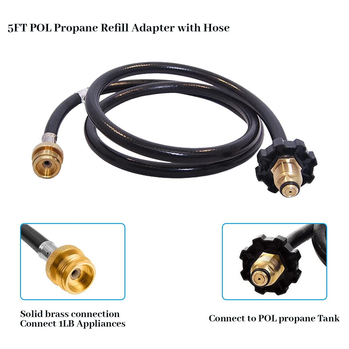 5 Feet Propane Adapter Hose and Griddles Regulator for Blackstone 17 Inch and 22 Inch Tabletop Griddle, Pit Boss PB336GS Griddle