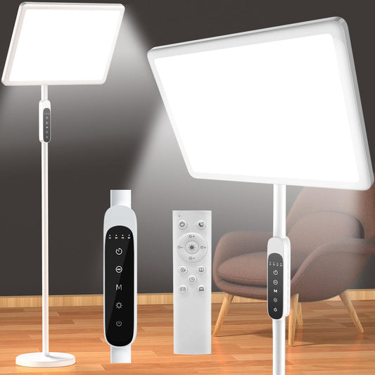 12000 Lux Sun Lamp, Full Spectrum Sunlight Lamp, Floor Lamp with Adjustable Height, Remote Control, 4 Color Temp, 5 Brightness, 4 Timers, Home Office Use