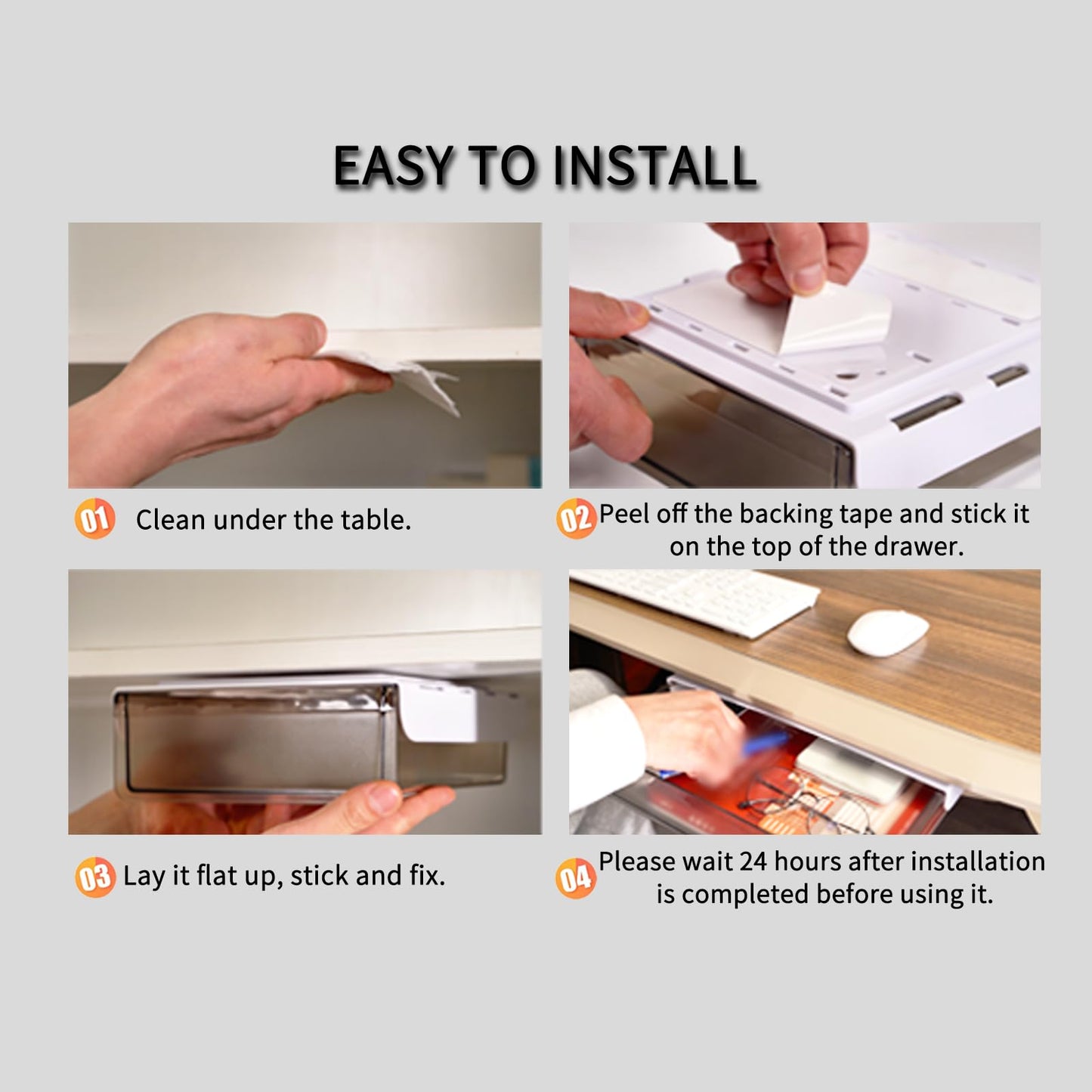 3 Pack Under Desk Drawer Organizer Slide Out - Come with Adhesive – Create Extra Storage Space for Your Home/Office/Kitchen Supplies