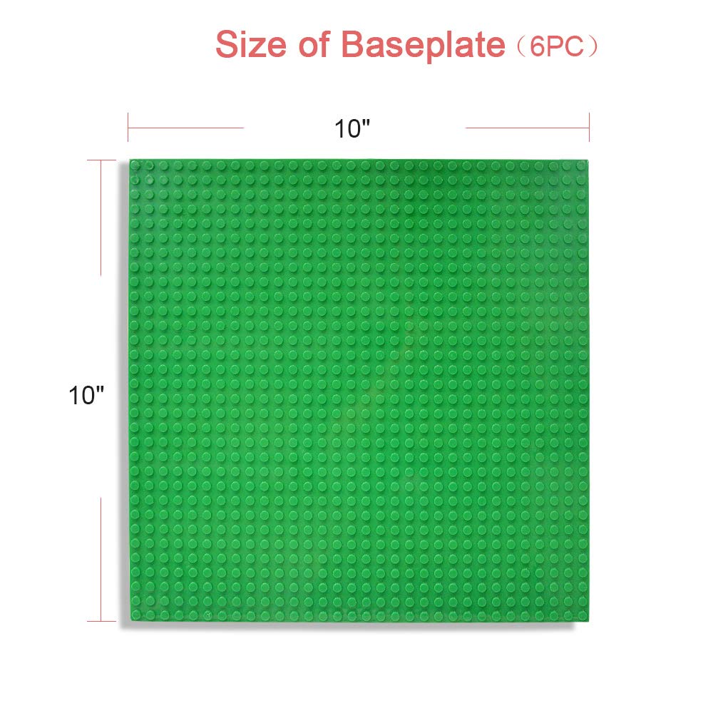 Lekebaby Classic Baseplates 12 Packs, 10" x 10" Building Base Plates for Kids Play Compatible with All Major Brands (Green,Grey and Blue)