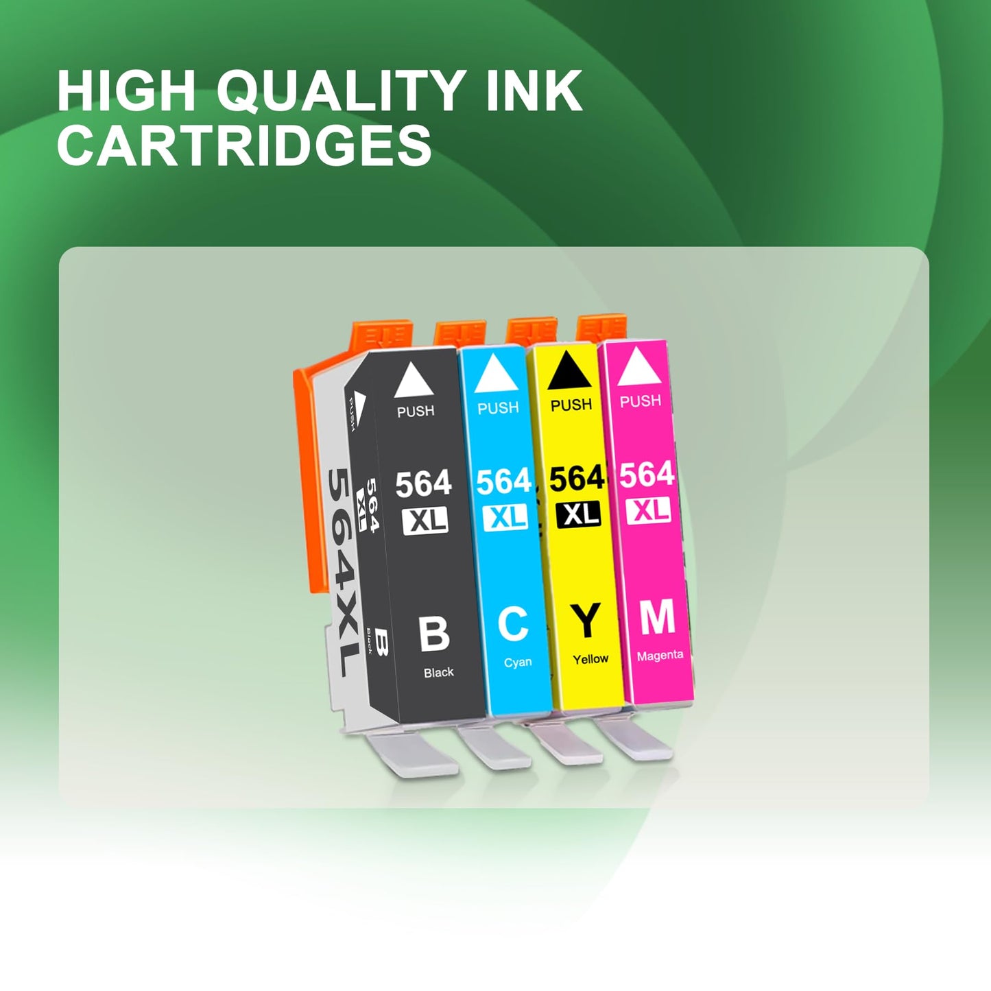 564XL Ink Cartridge High Yield Replacement for HP 564 XL 564 Ink Works for Photosmart 7520 7525 5520 6510 6520 C309G DeskJet 3522 3521 Printer (4 Pack, 1BK/1C/1M/1Y)
