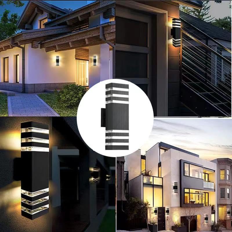 2Pack 15inch LED Square Up & Down Wall Lights,18W Outdoor Wall Light 4000K Day White Aluminum Body Waterproof IP65 LED Exterior Light Fixtures Wall Mount for House Patio Garage Garden.
