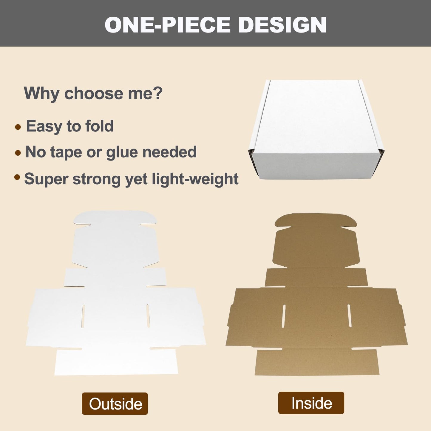 13x11x2" Shipping Box, White Mailer Boxes Flat Corrugated Cardboard Mailers for Business Packaging Mailing, 25 Pack