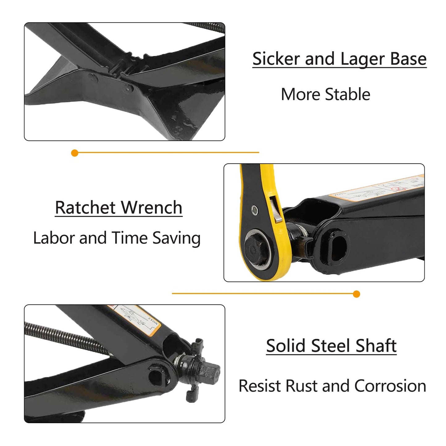 Allucky Scissor Lift Jack kit Heavy Duty Lifting Scissor Jack Tire Replacement Tool with Hand Crank Tire Tool Kit Universal Car Emergency Kit (2T-Base Enlarged)