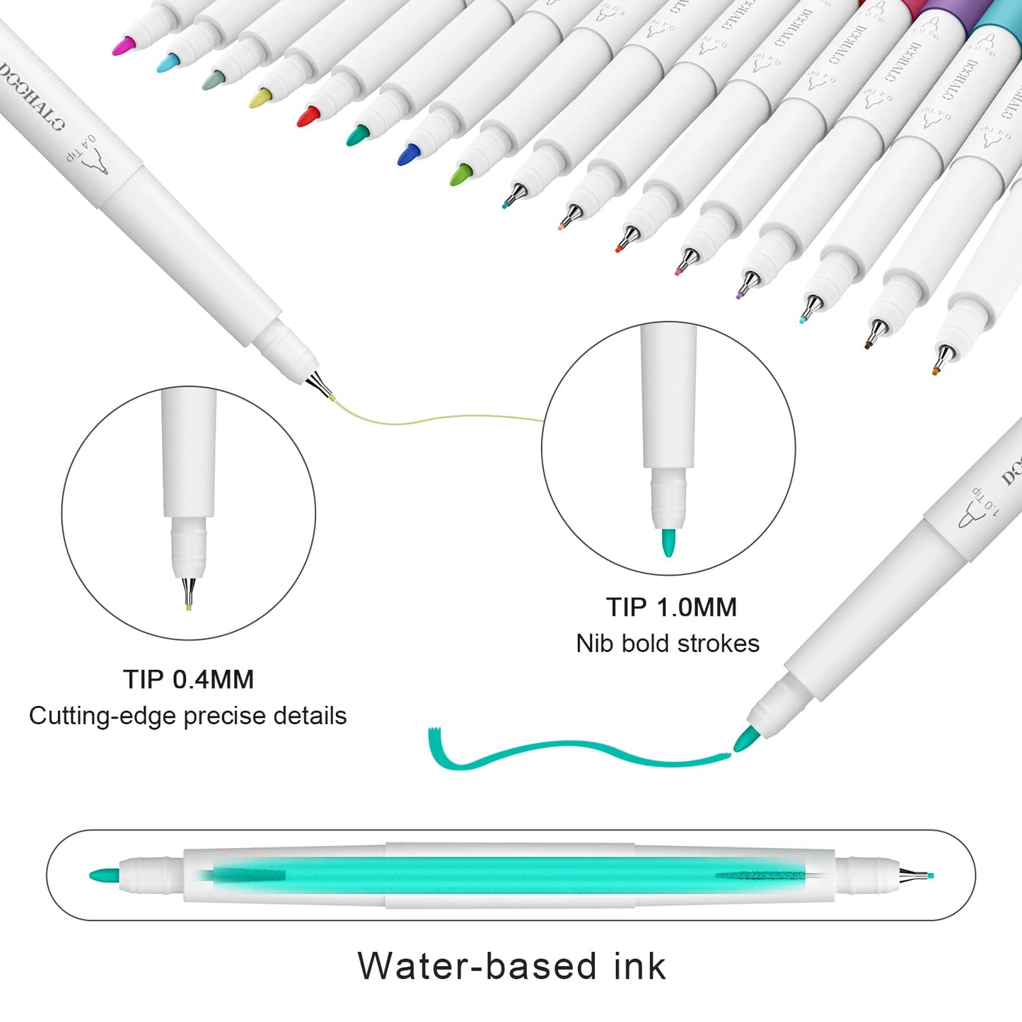 DOOHALO Fine Point Pens for Cricut Maker 3/Maker/Explore 3/Air 2/Air/One Dual Tips Pens with 0.4/1.0 Tip 48 Packs per Set for Writing Drawing Accessories for Art Craft
