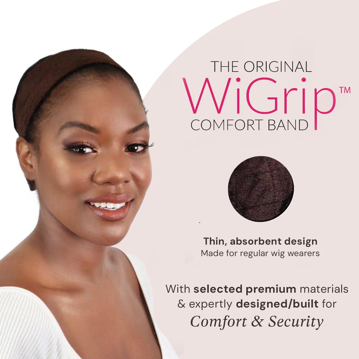 MILANO COLLECTION Original WiGrip - Adjustable Wig Grip Band for Secure Wig Placement, Comfortable, No-Slip, No Clips, Glues, or Tapes - For Silk Top, Closed Wefted Wigs - WiGrip, Chocolate Brown, 2 Pack